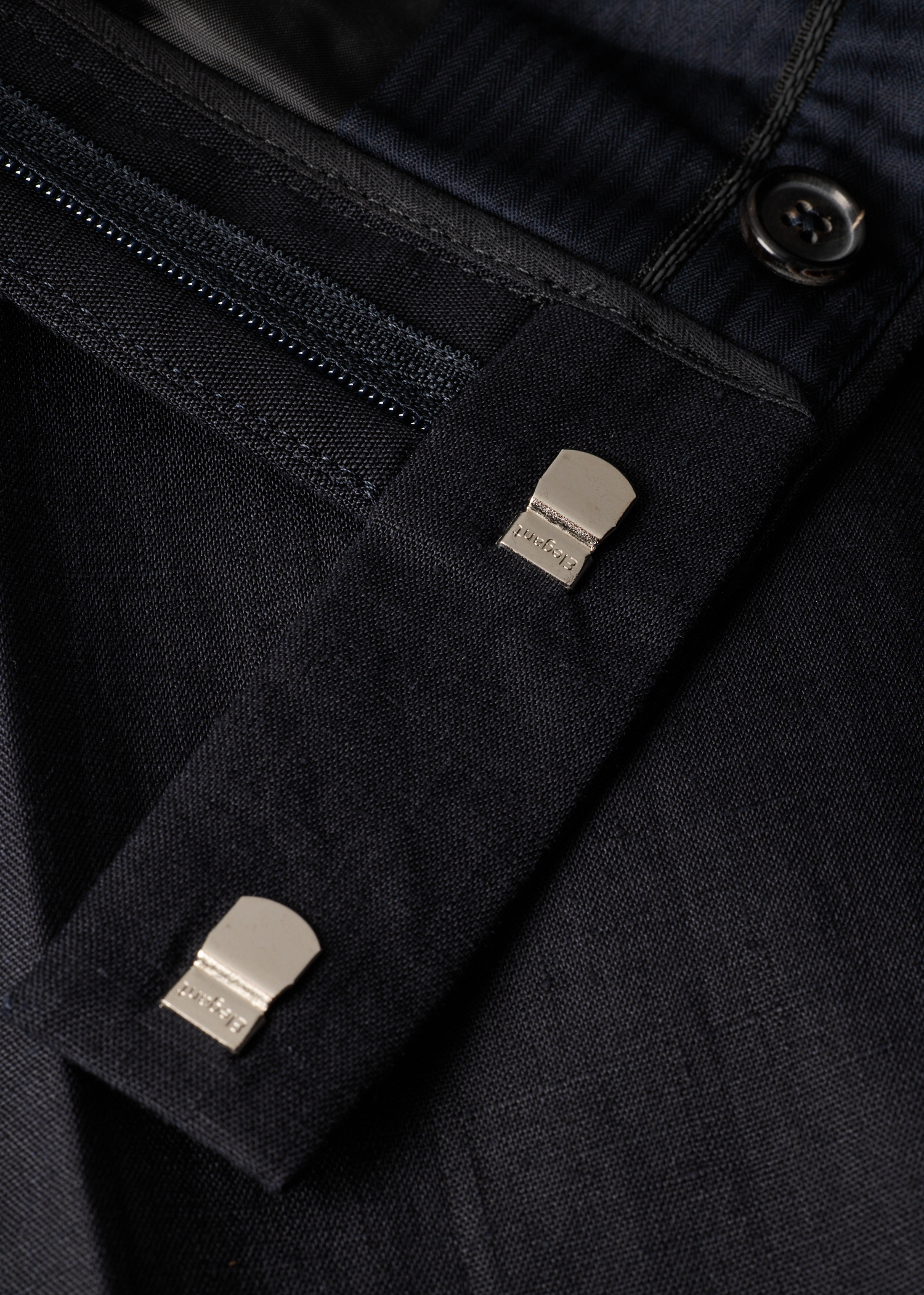 Slim-Fit Navy Linen Trousers thumbnail 5