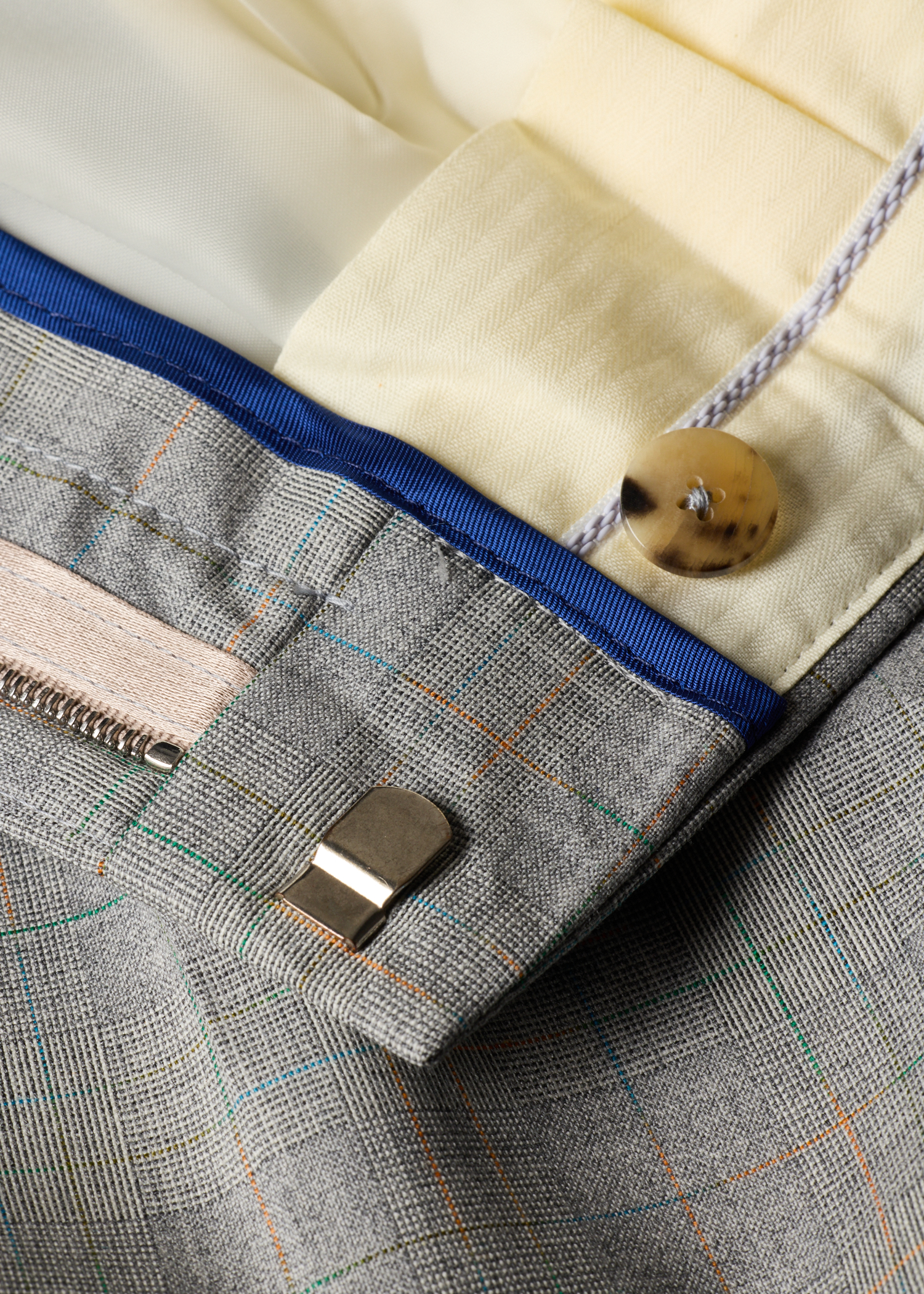 Grey Space-Dye Check Wool Pleated Trousers thumbnail 3