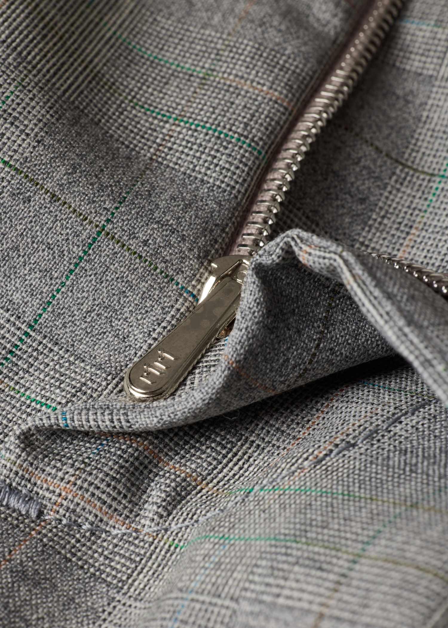 Grey Space-Dye Check Wool Pleated Trousers thumbnail 7