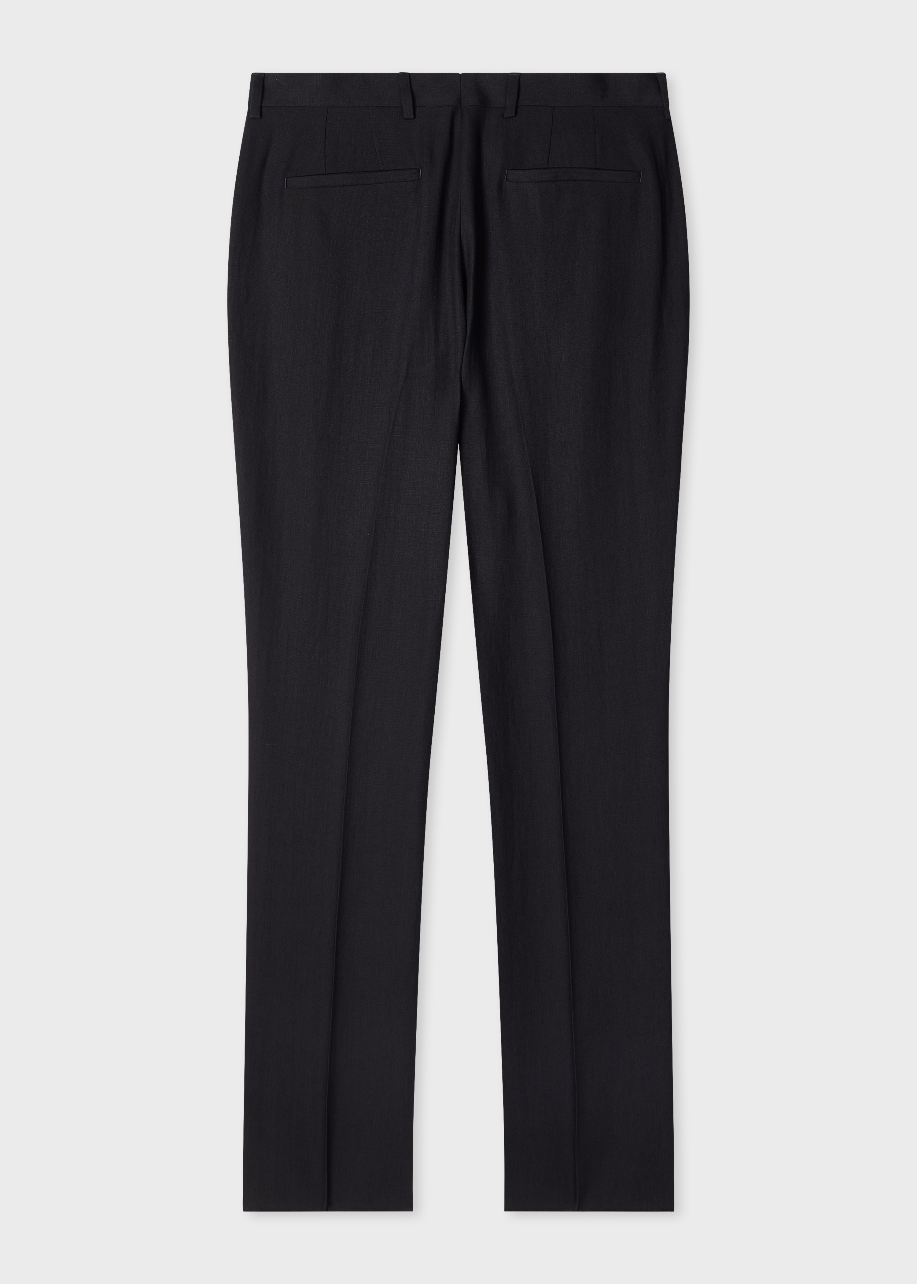 Slim-Fit Navy Linen Trousers thumbnail 3