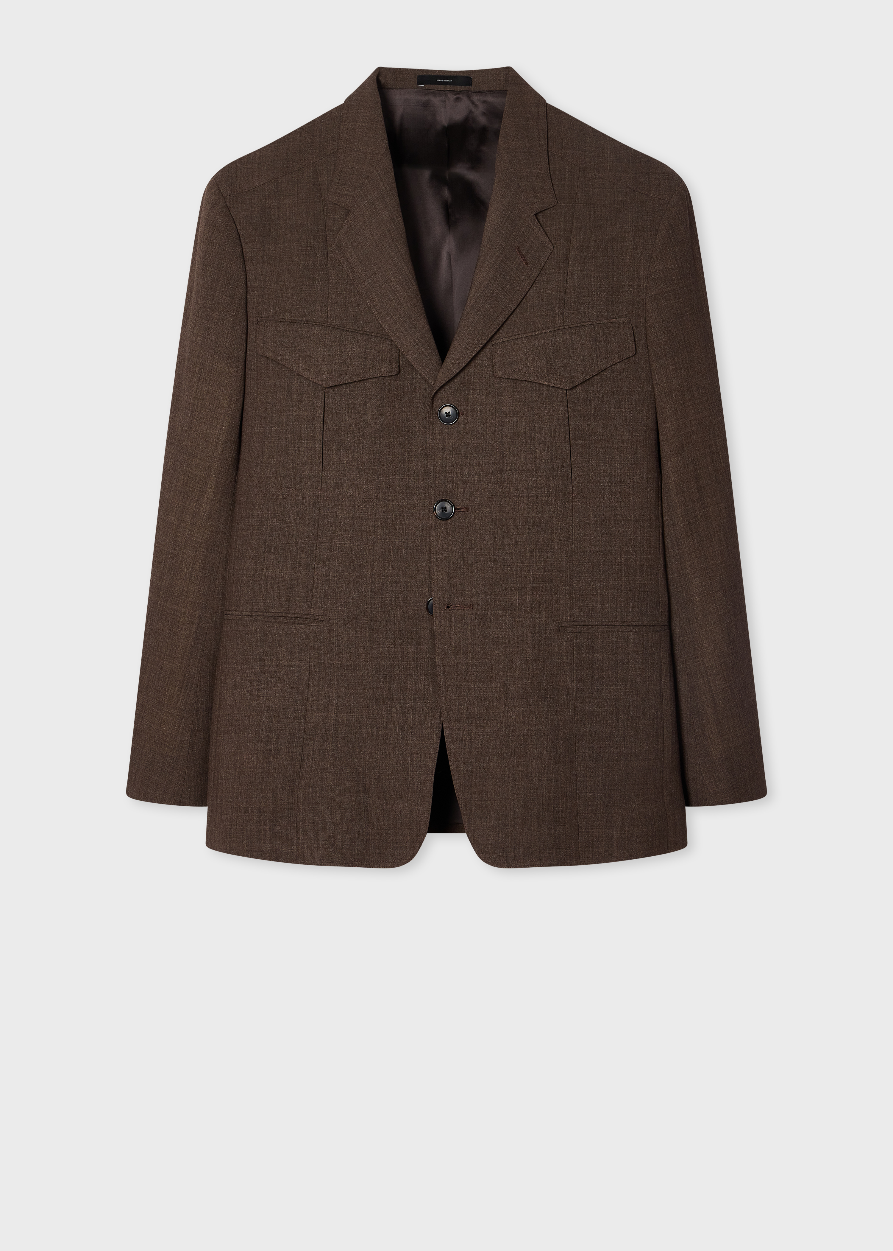Brown Crepe Viscose-Wool Four-Pocket Blazer primary image