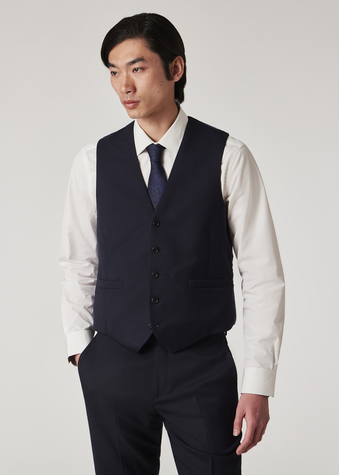 A Suit To Travel In - Navy Wool Waistcoat thumbnail 2