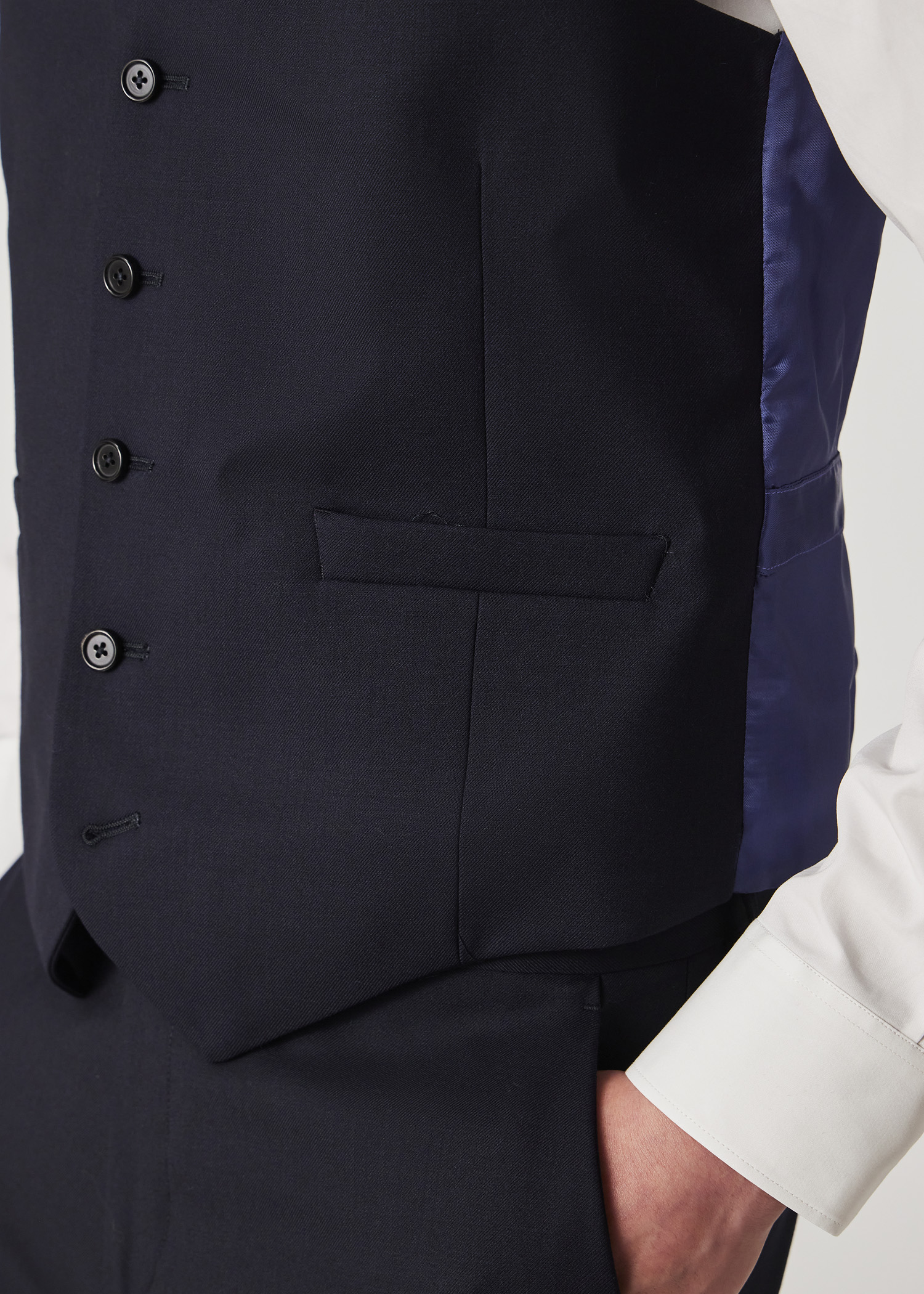 A Suit To Travel In - Navy Wool Waistcoat thumbnail 4