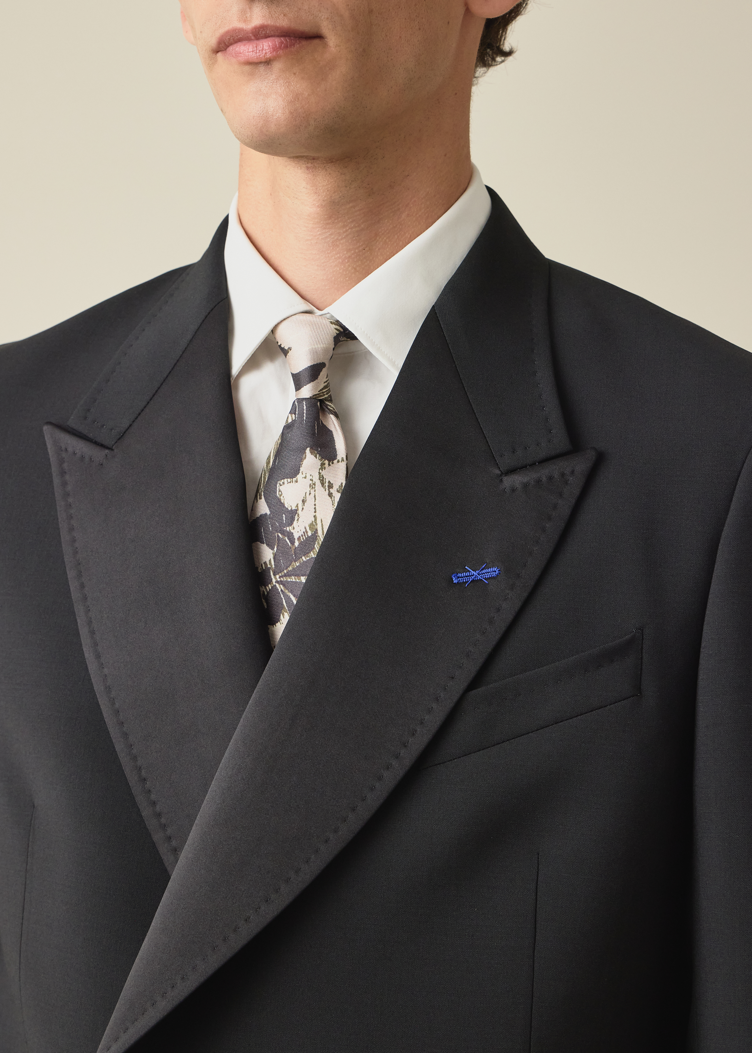 The Westbourne - Black Wool-Mohair Double-Breasted Evening Blazer thumbnail 9
