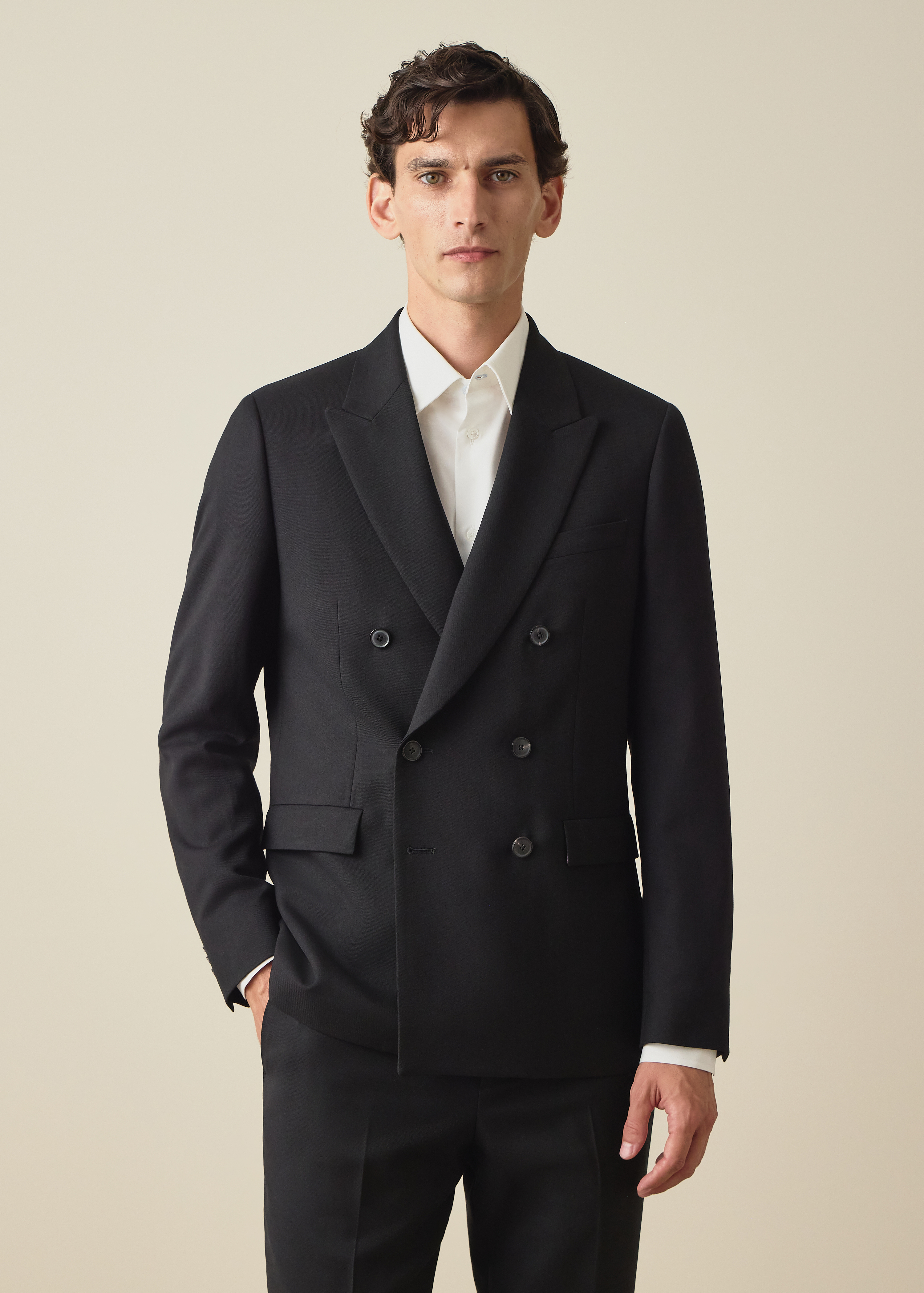 The Soho - Black Wool 'A Suit To Travel In' Double-Breasted Blazer thumbnail 2