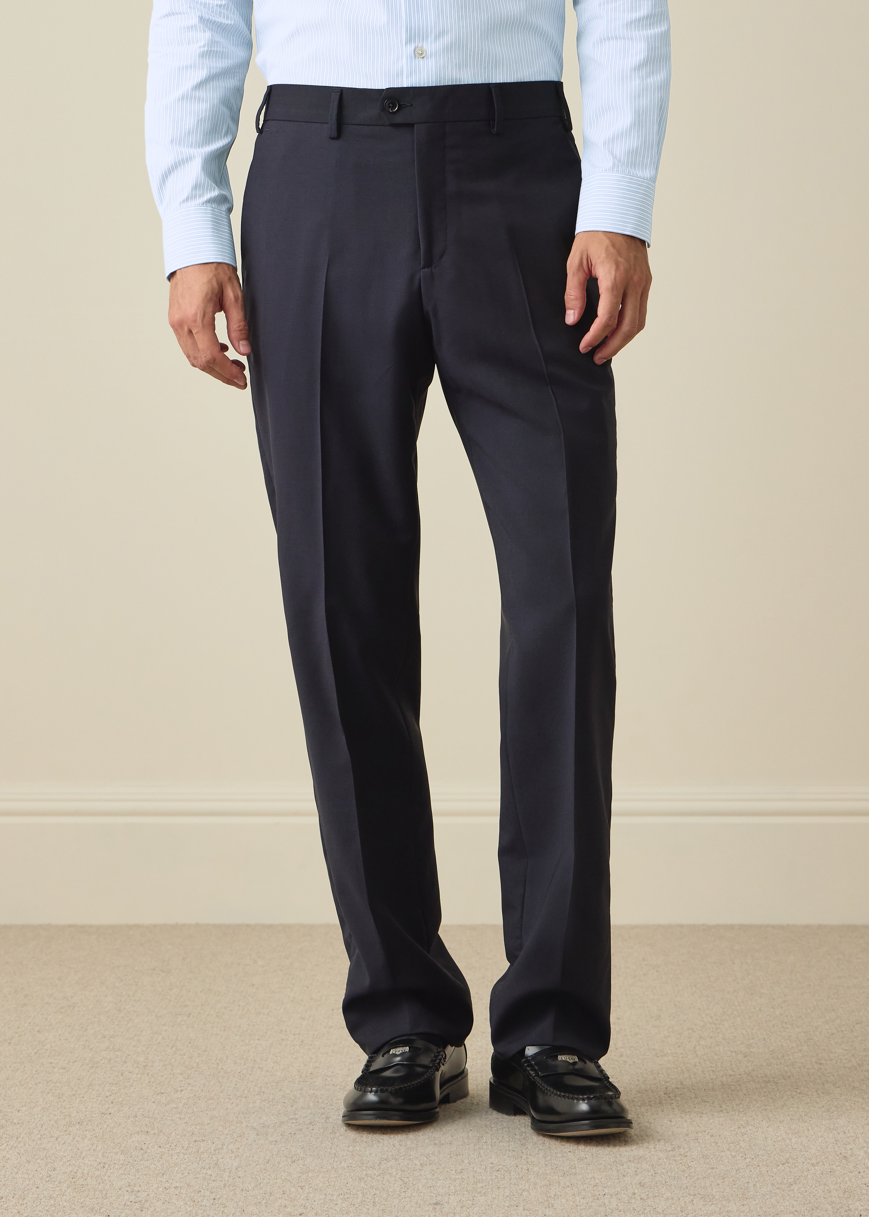 The Westbourne - Navy Wool-Mohair Trousers thumbnail 2