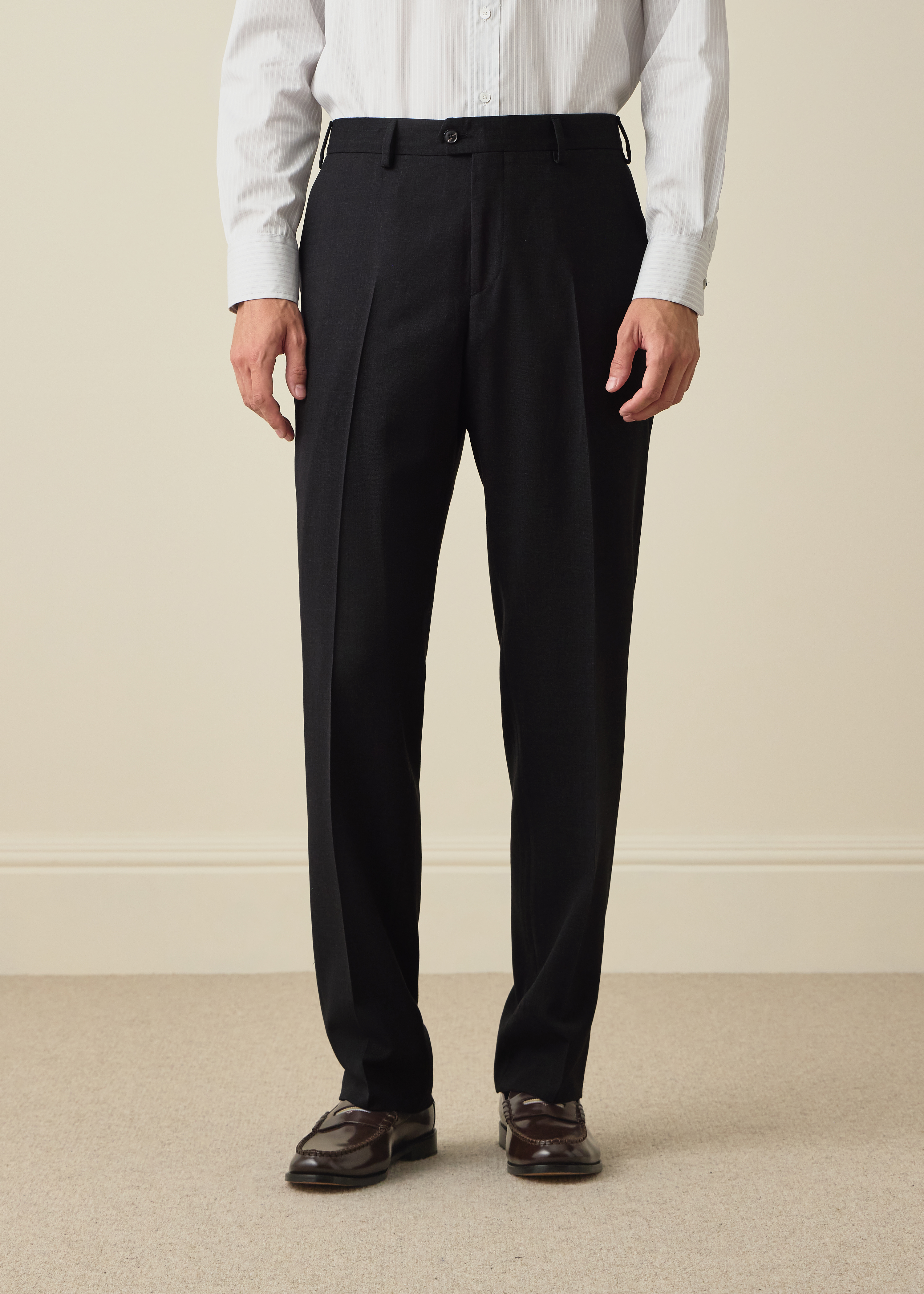 A Suit To Travel In - Relaxed-Fit Charcoal Wool Trousers thumbnail 2