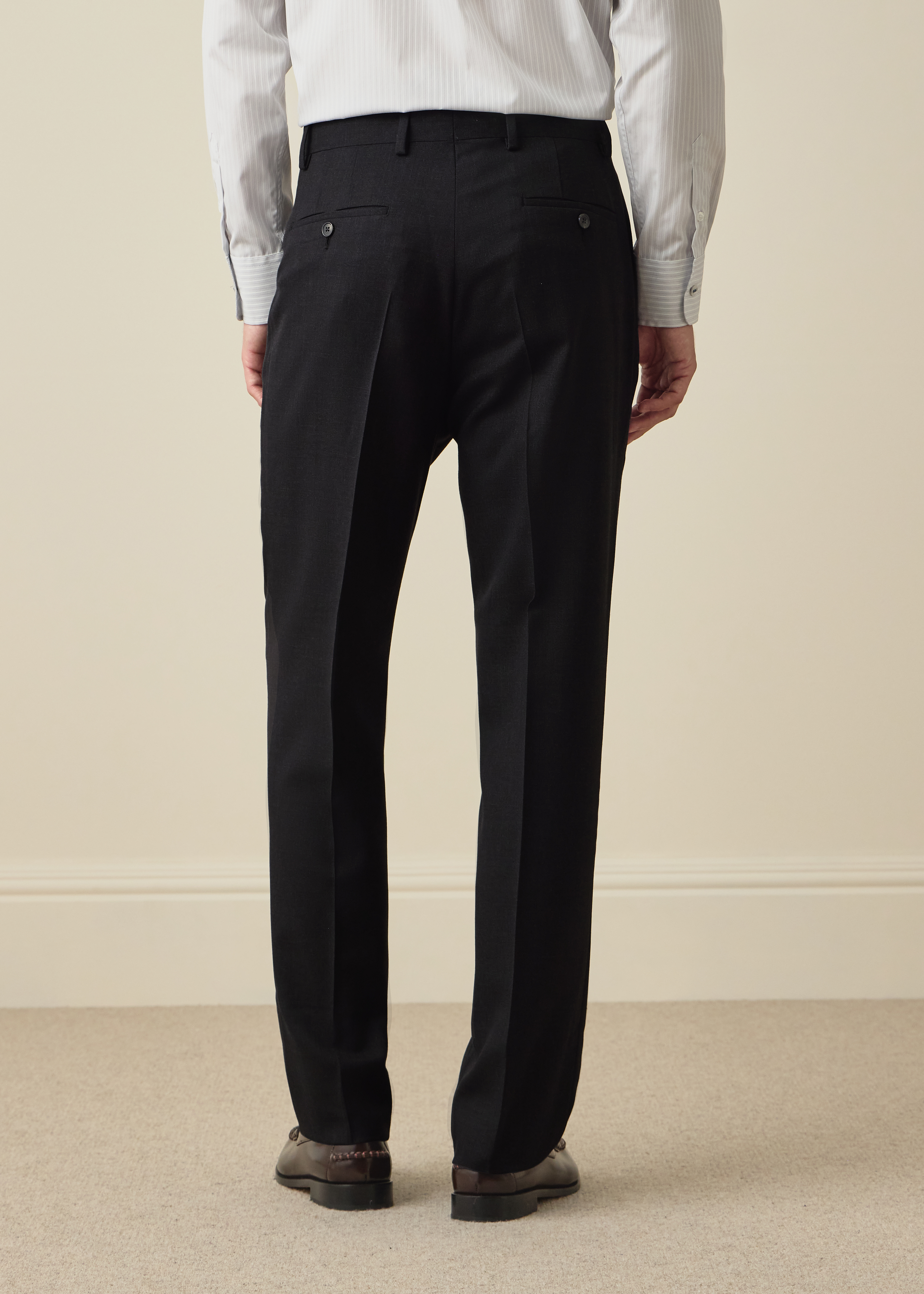 A Suit To Travel In - Relaxed-Fit Charcoal Wool Trousers thumbnail 4
