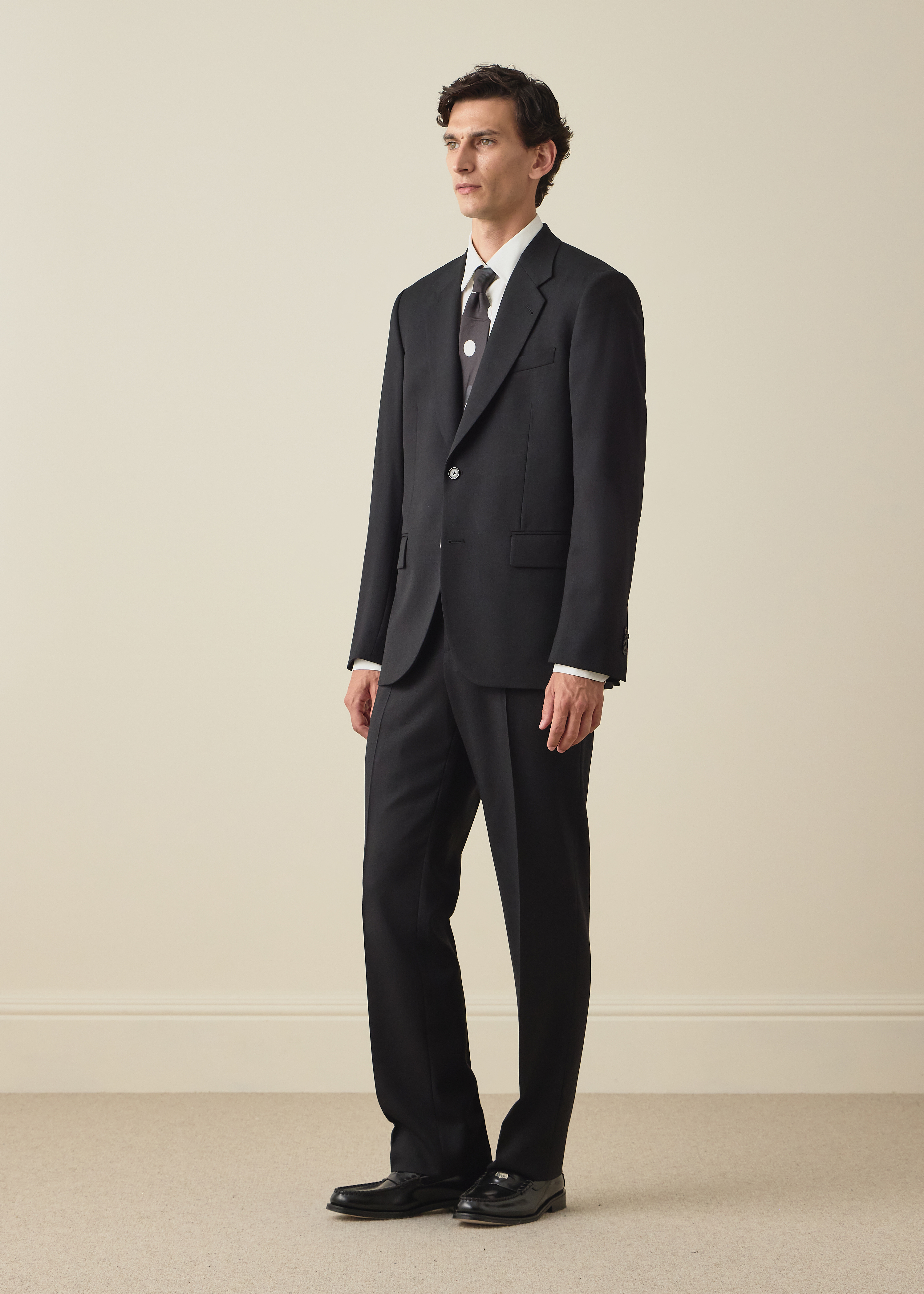 A Suit To Travel In - Relaxed-Fit Black Wool Trousers thumbnail 6