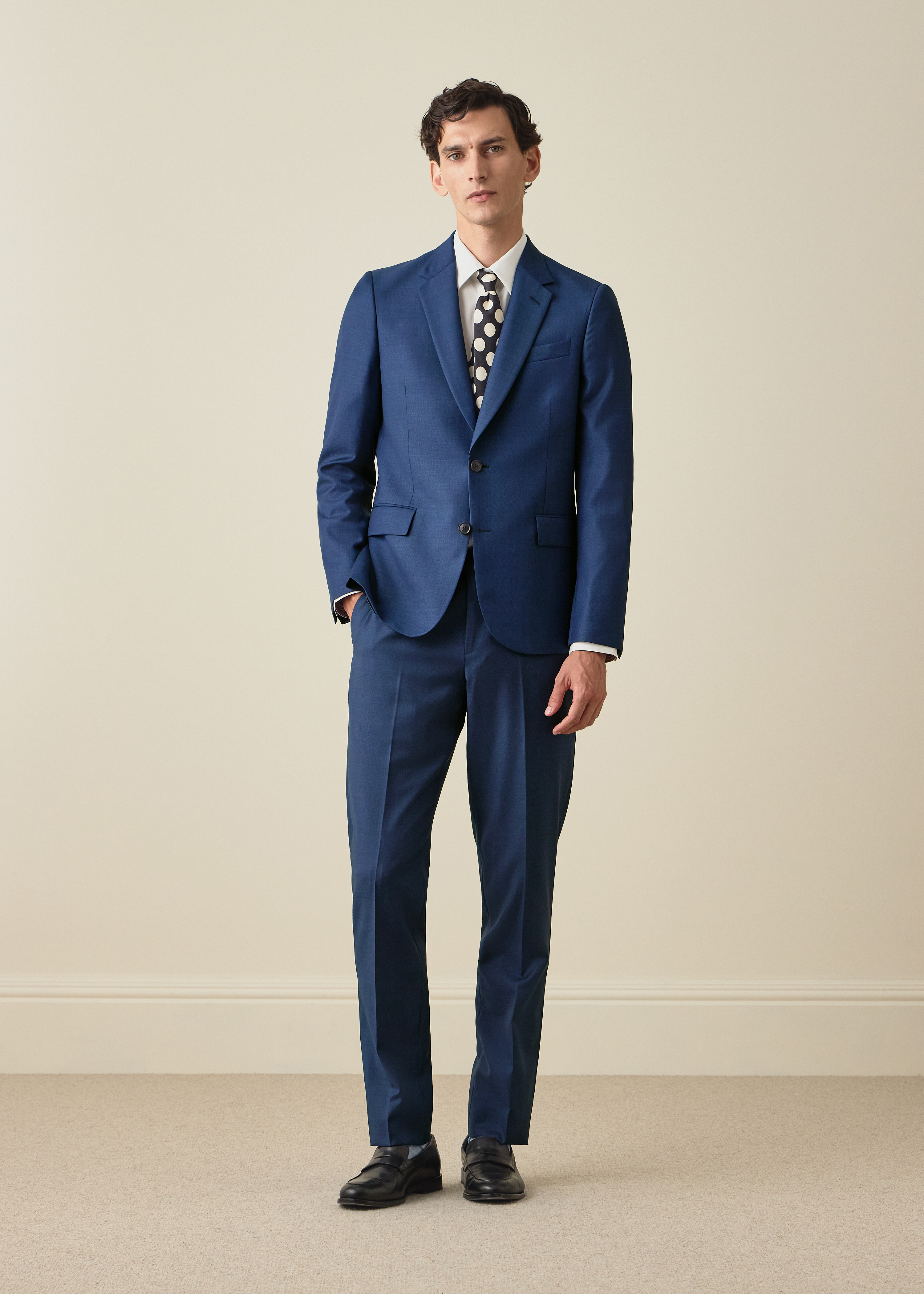 The Soho - Mid Blue Sharkskin Wool Suit thumbnail 2