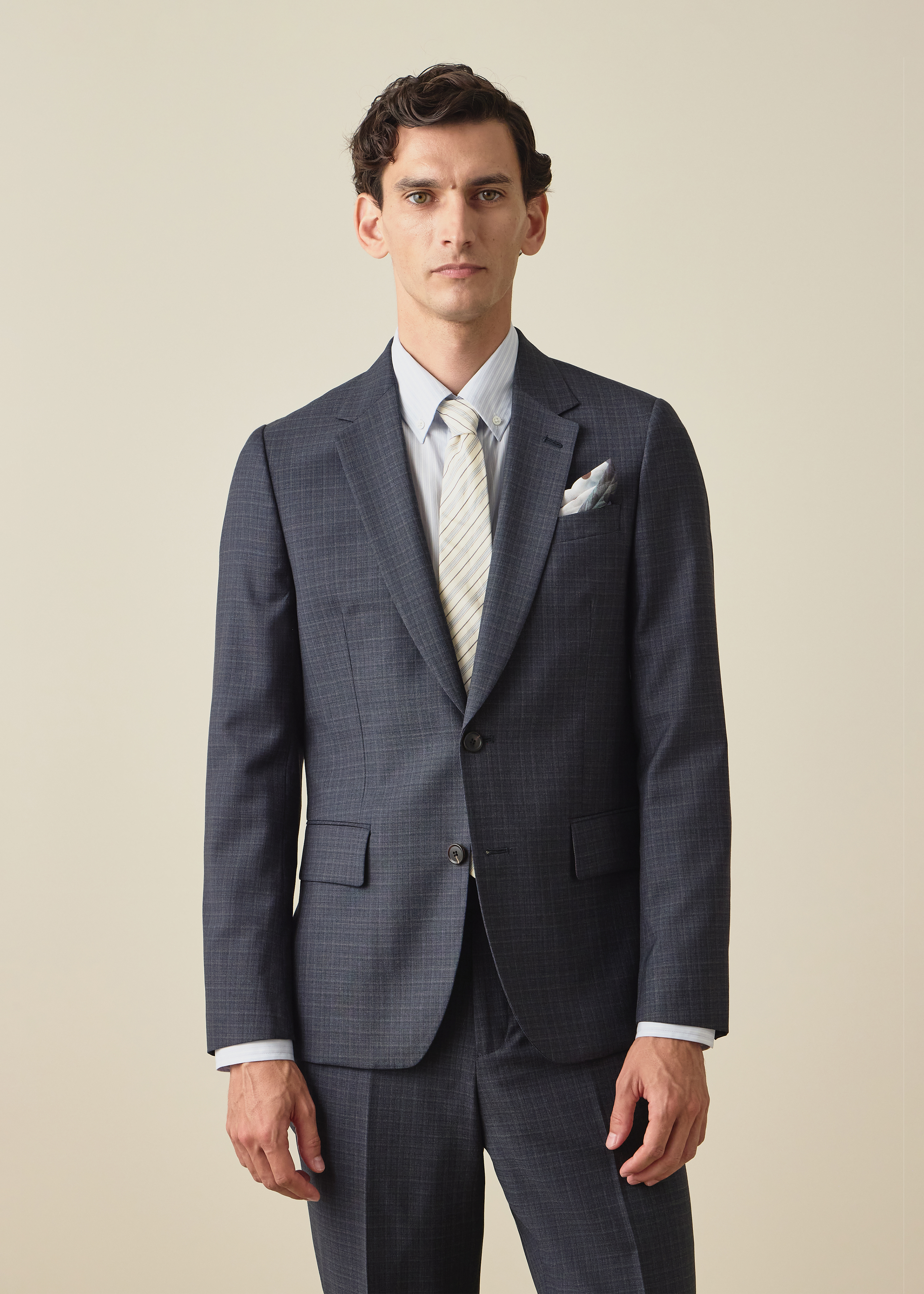 The Soho - Mid-Blue Micro Check Wool Blazer thumbnail 2