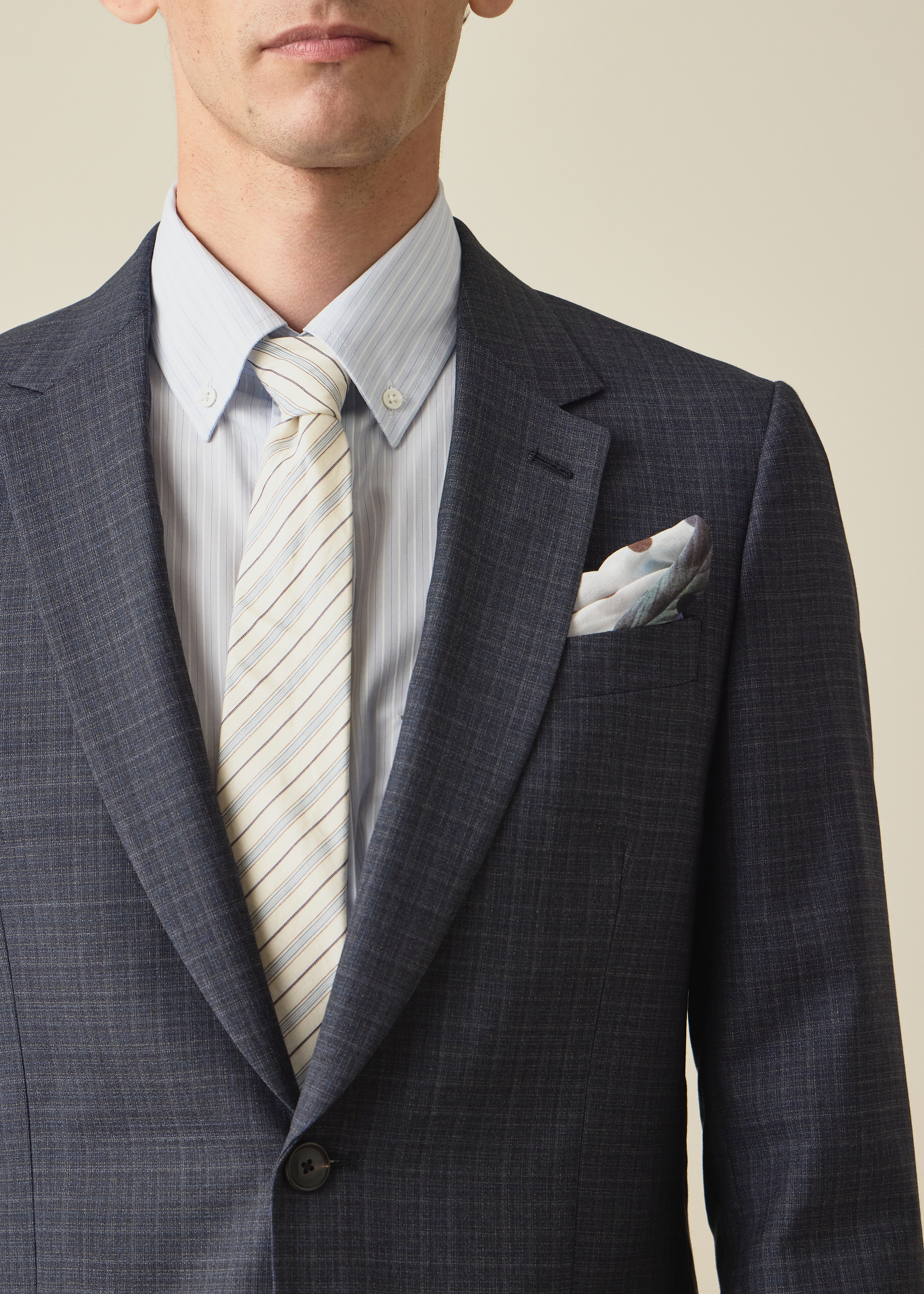 The Soho - Mid-Blue Micro Check Wool Blazer thumbnail 6