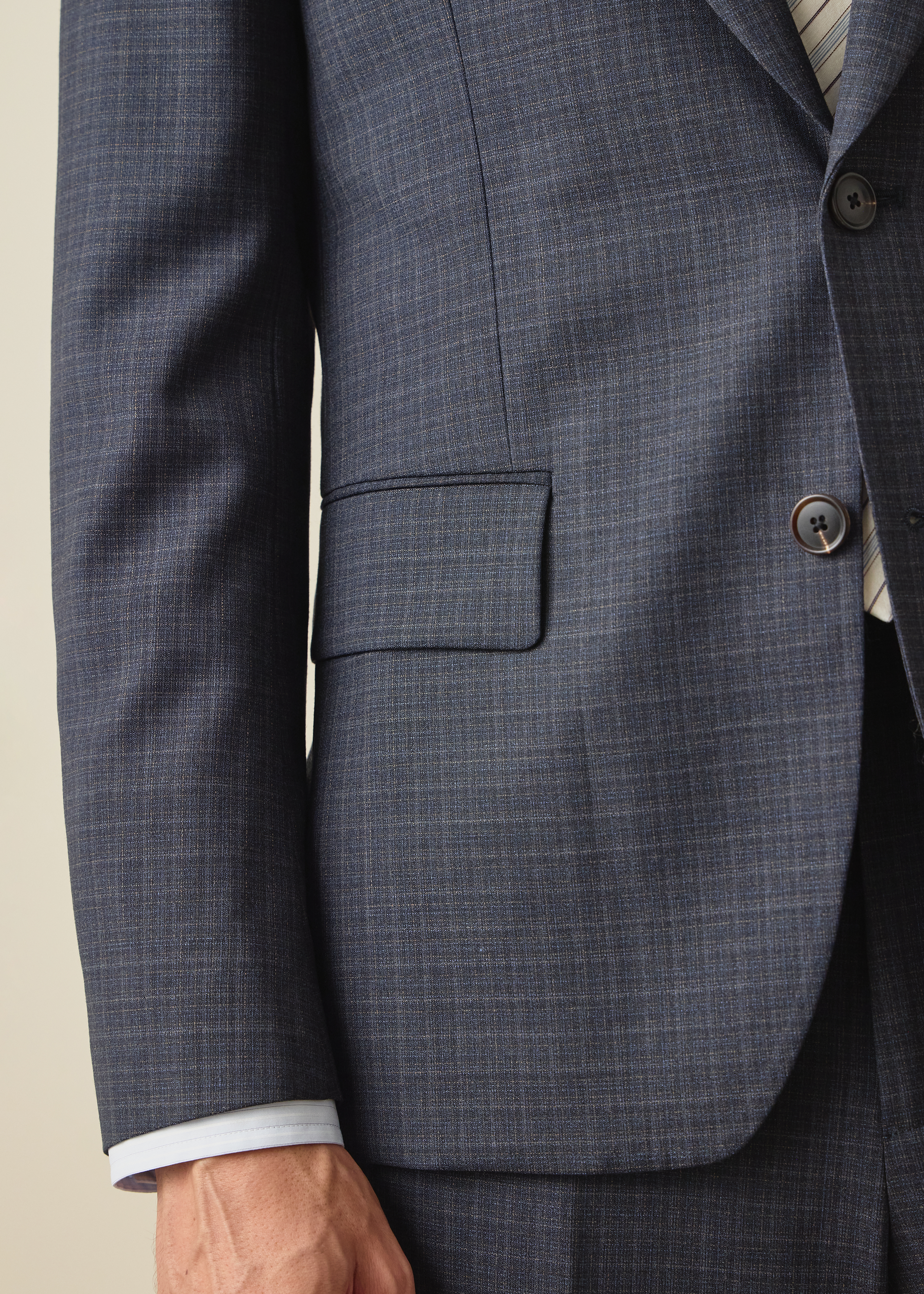 The Soho - Mid-Blue Micro Check Wool Blazer thumbnail 5