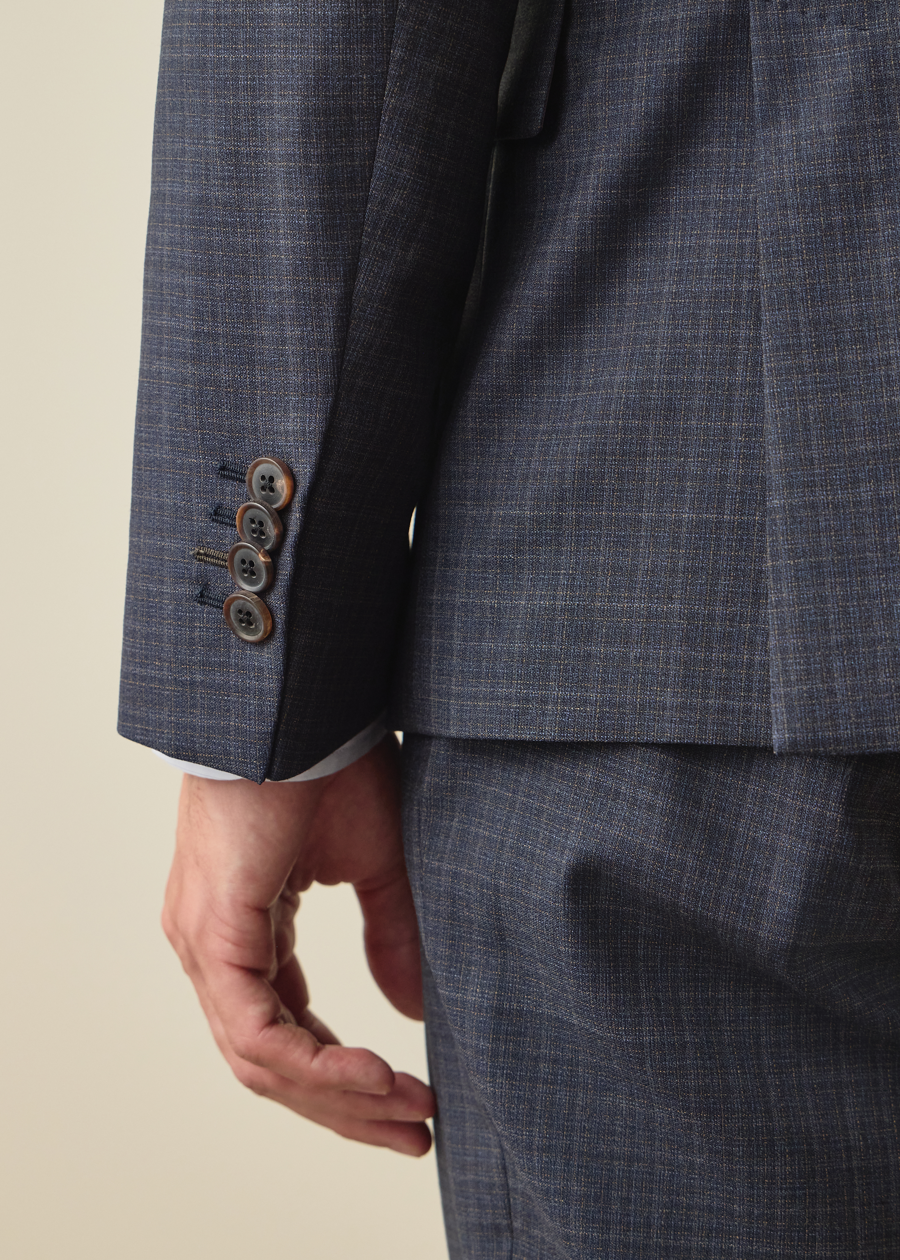 The Soho - Mid-Blue Micro Check Wool Blazer thumbnail 7