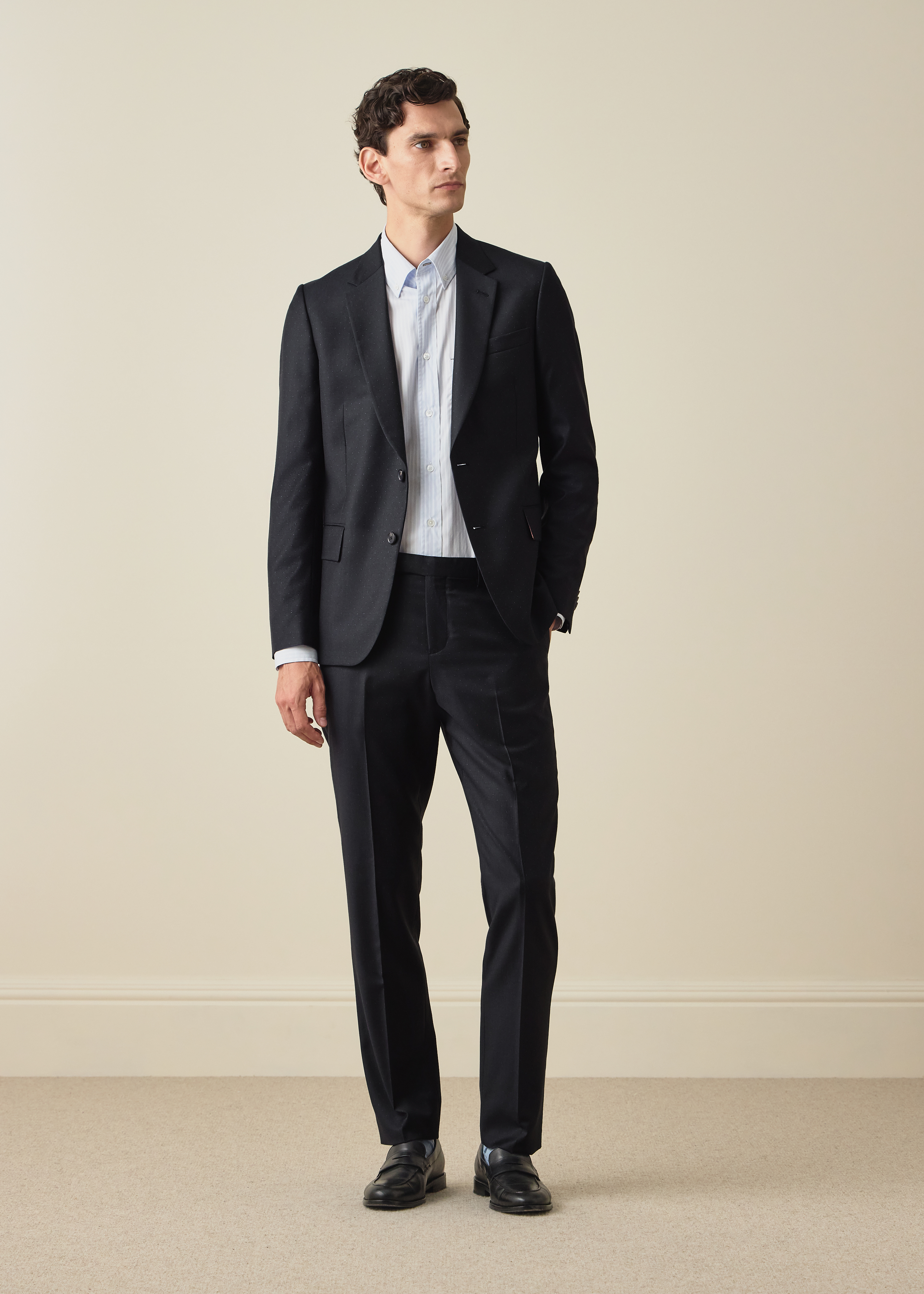 The Soho - Tailored-Fit Navy Pin Dot Wool Blazer thumbnail 9