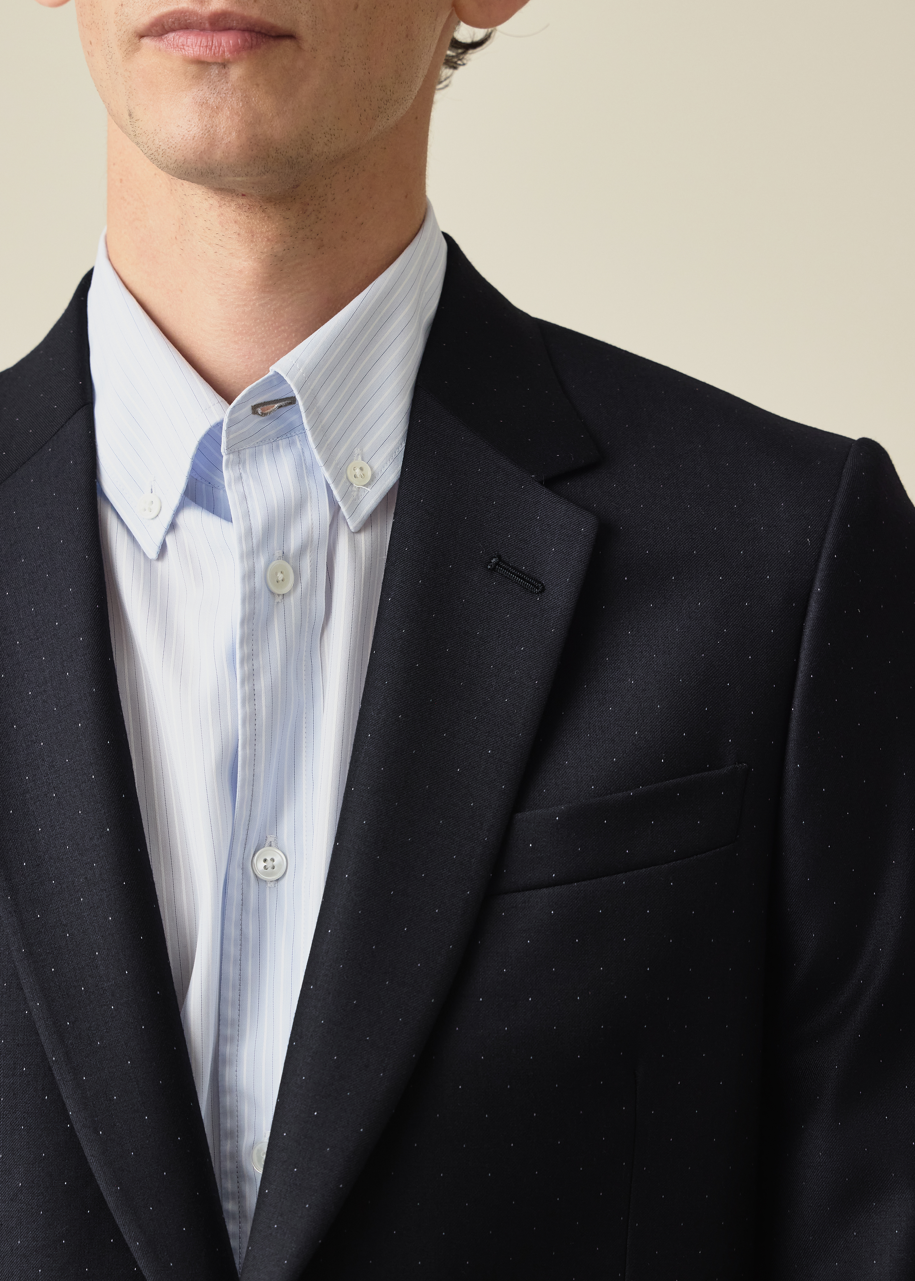 The Soho - Tailored-Fit Navy Pin Dot Wool Blazer thumbnail 5