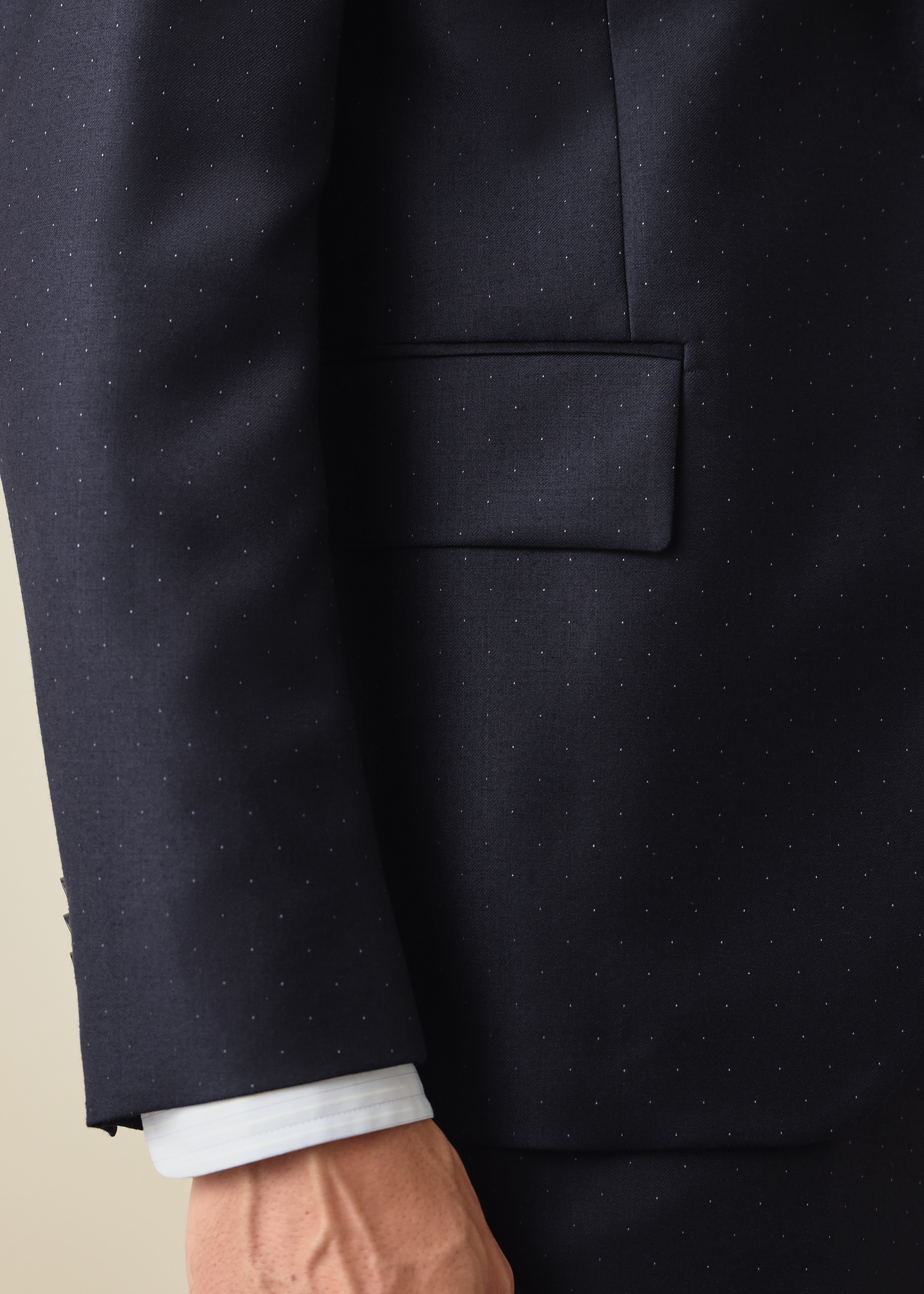 The Soho - Tailored-Fit Navy Pin Dot Wool Blazer thumbnail 7