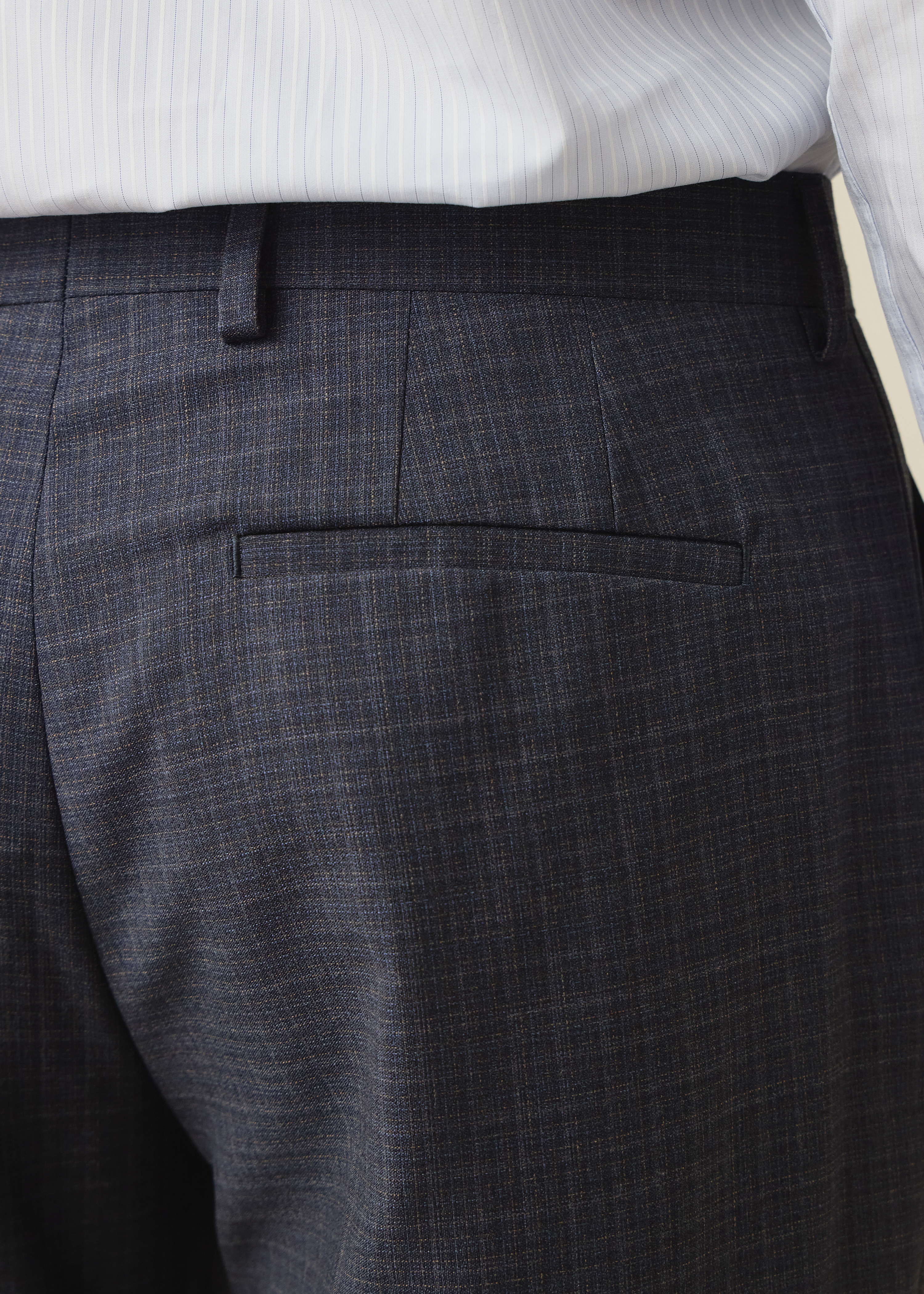 Slim-Fit Mid-Blue Micro Check Wool Trousers thumbnail 5