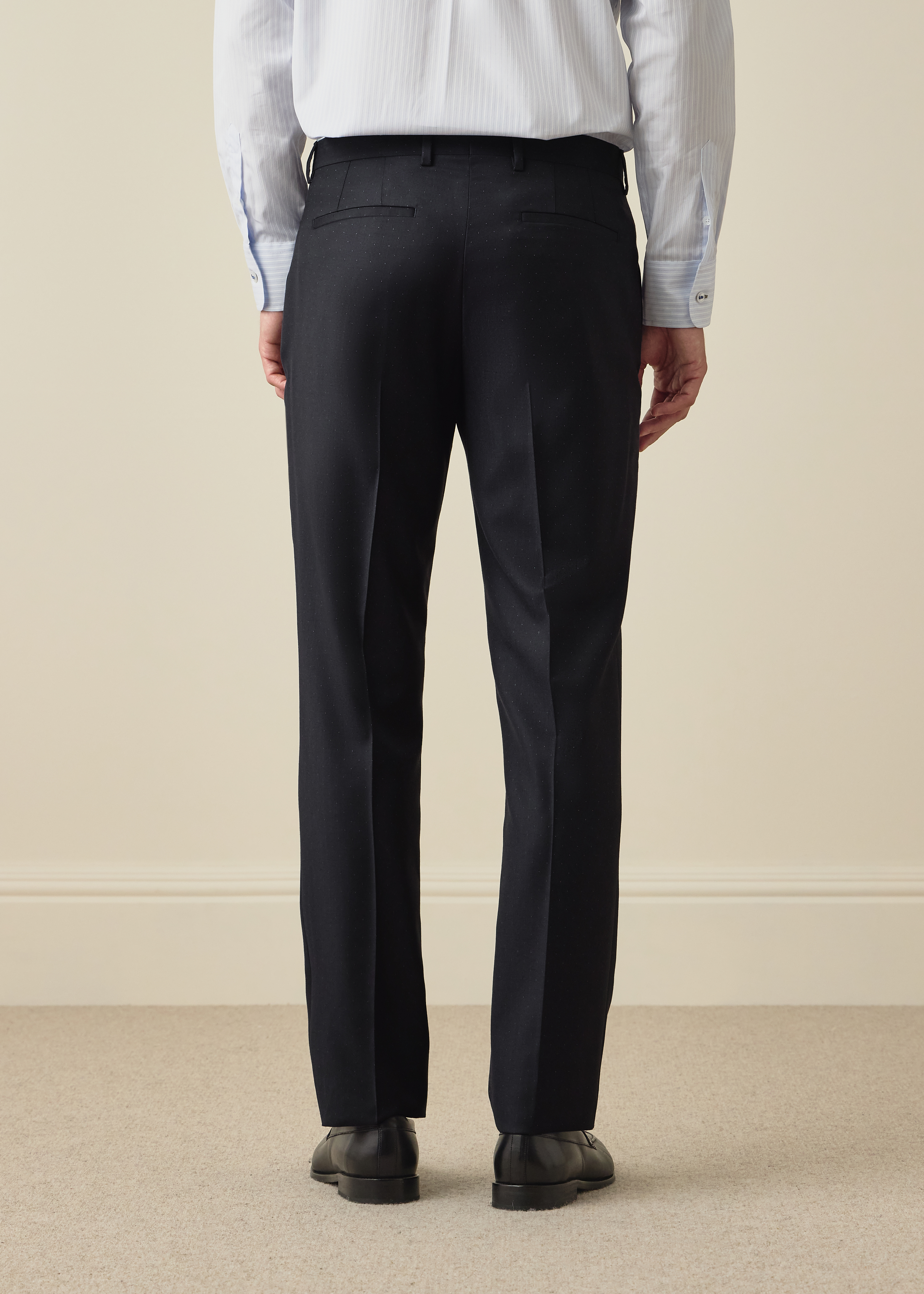 Slim-Fit Navy Pin Dot Wool Trousers thumbnail 4