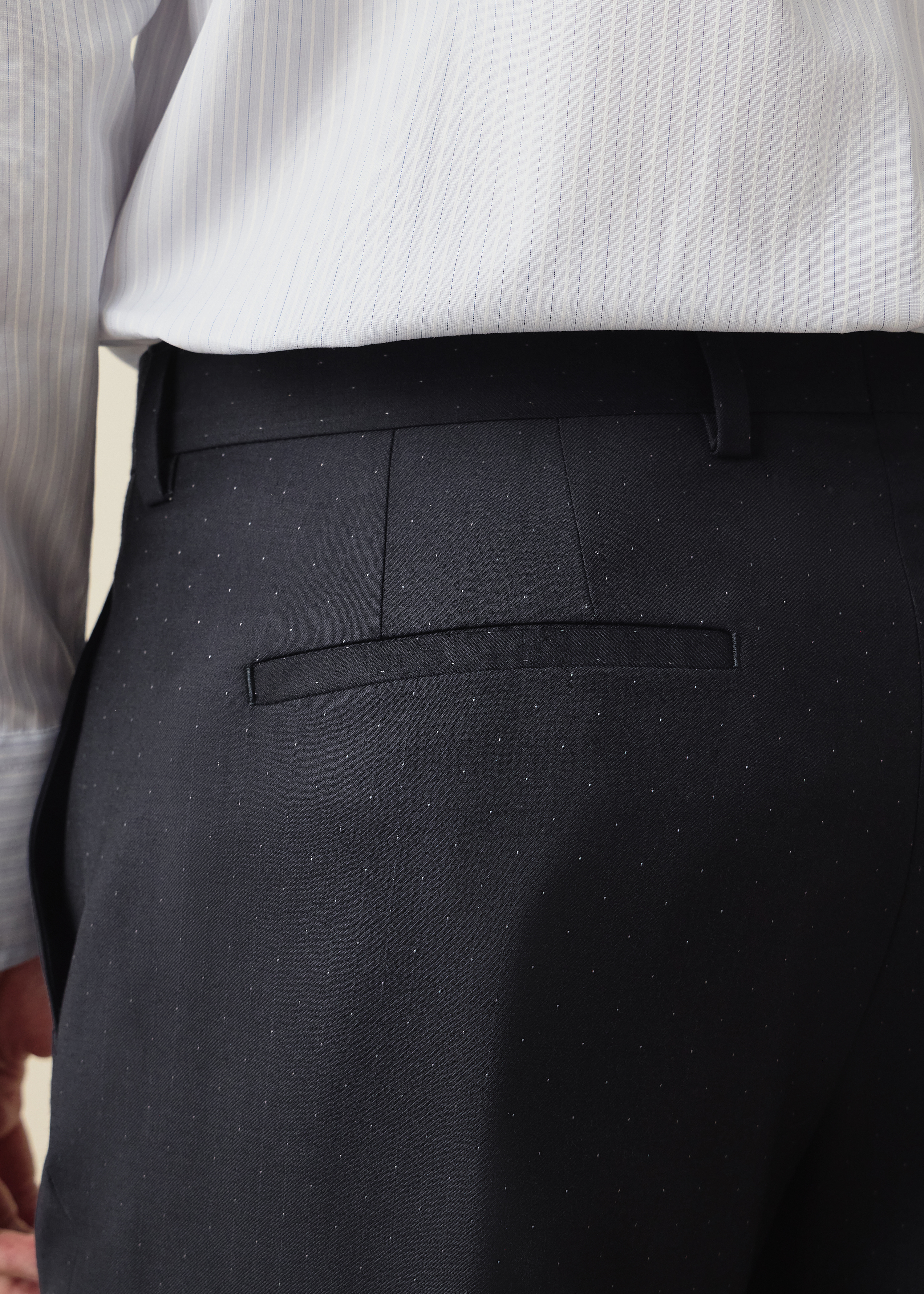 Slim-Fit Navy Pin Dot Wool Trousers thumbnail 5