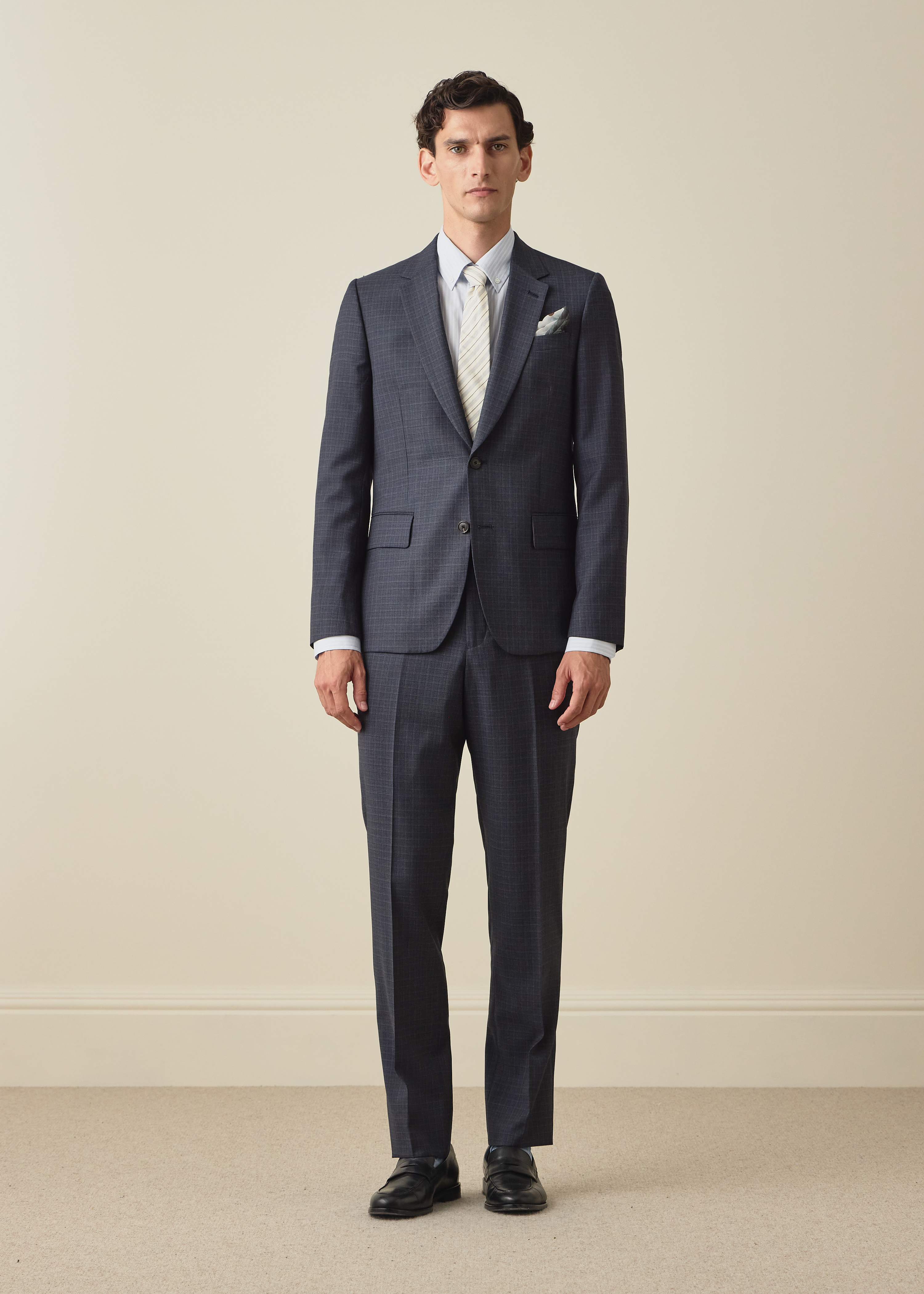 The Soho - Mid-Blue Micro Check Wool Two-Piece Suit thumbnail 2