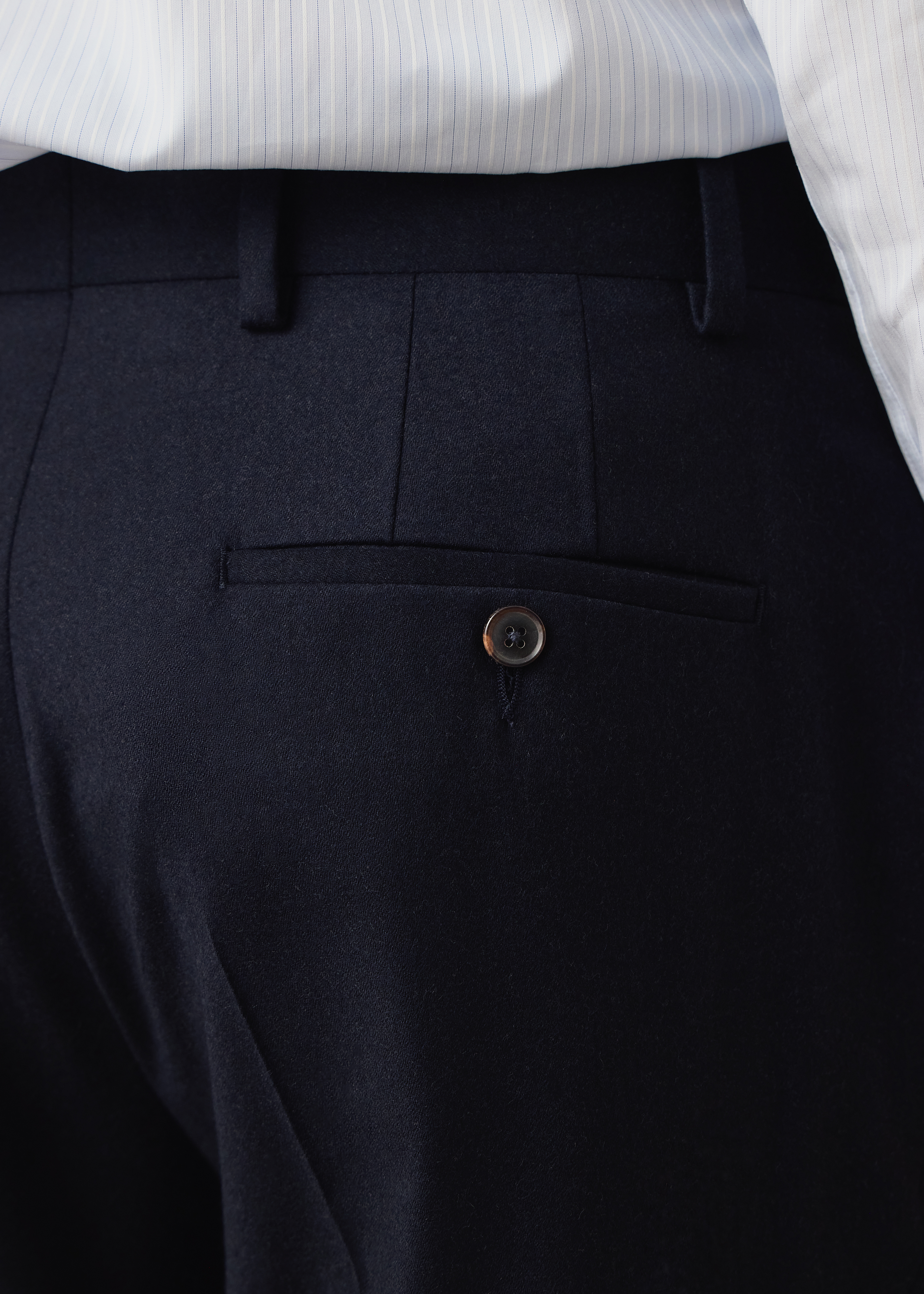 Navy Wool-Cashmere Flannel Trousers thumbnail 5