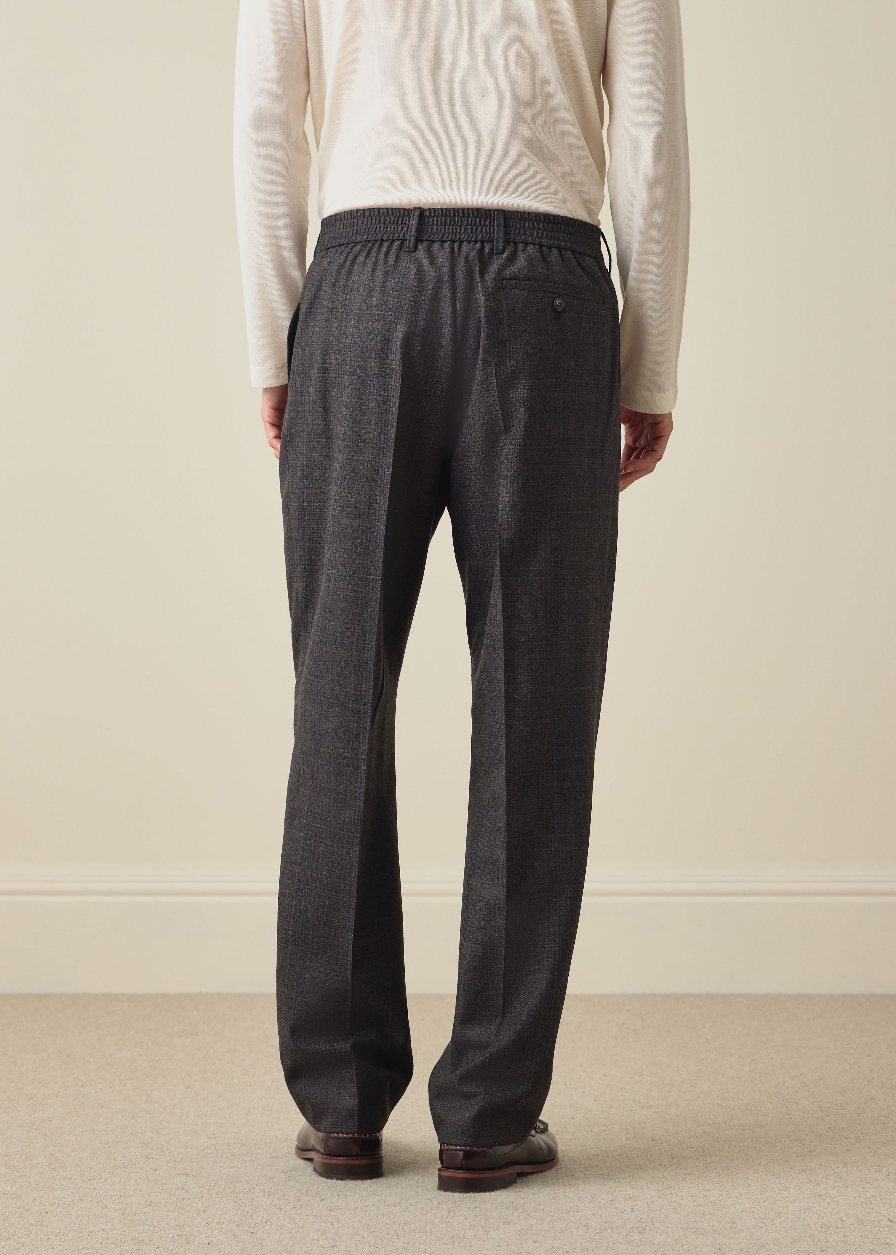 Grey and Brown Check Wool Trousers thumbnail 4