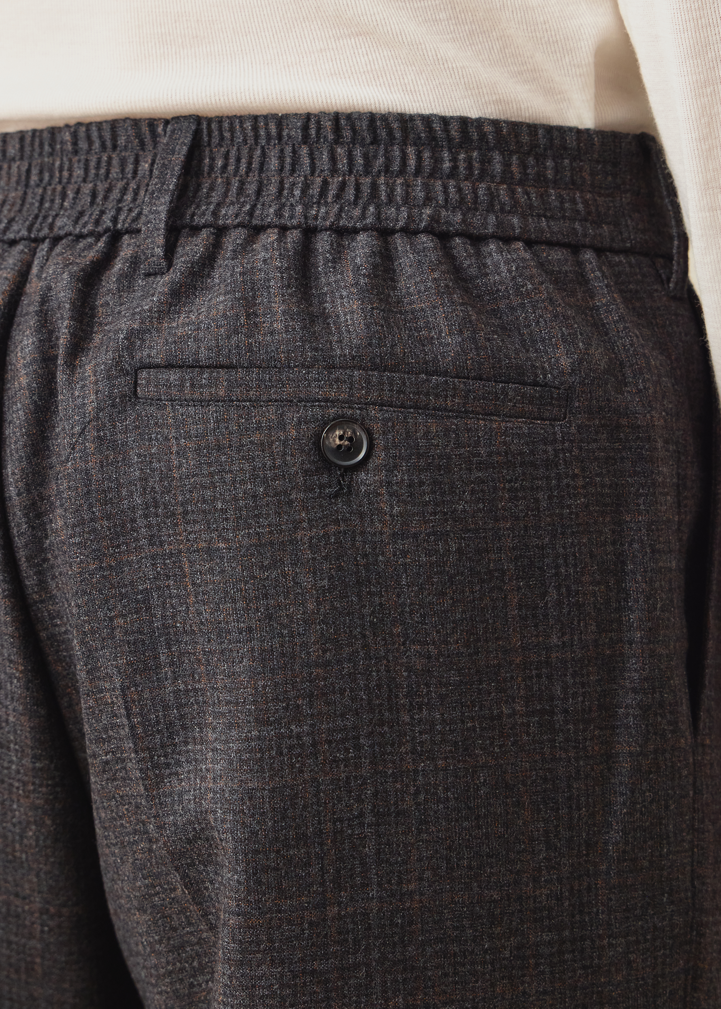 Grey and Brown Check Wool Trousers thumbnail 6