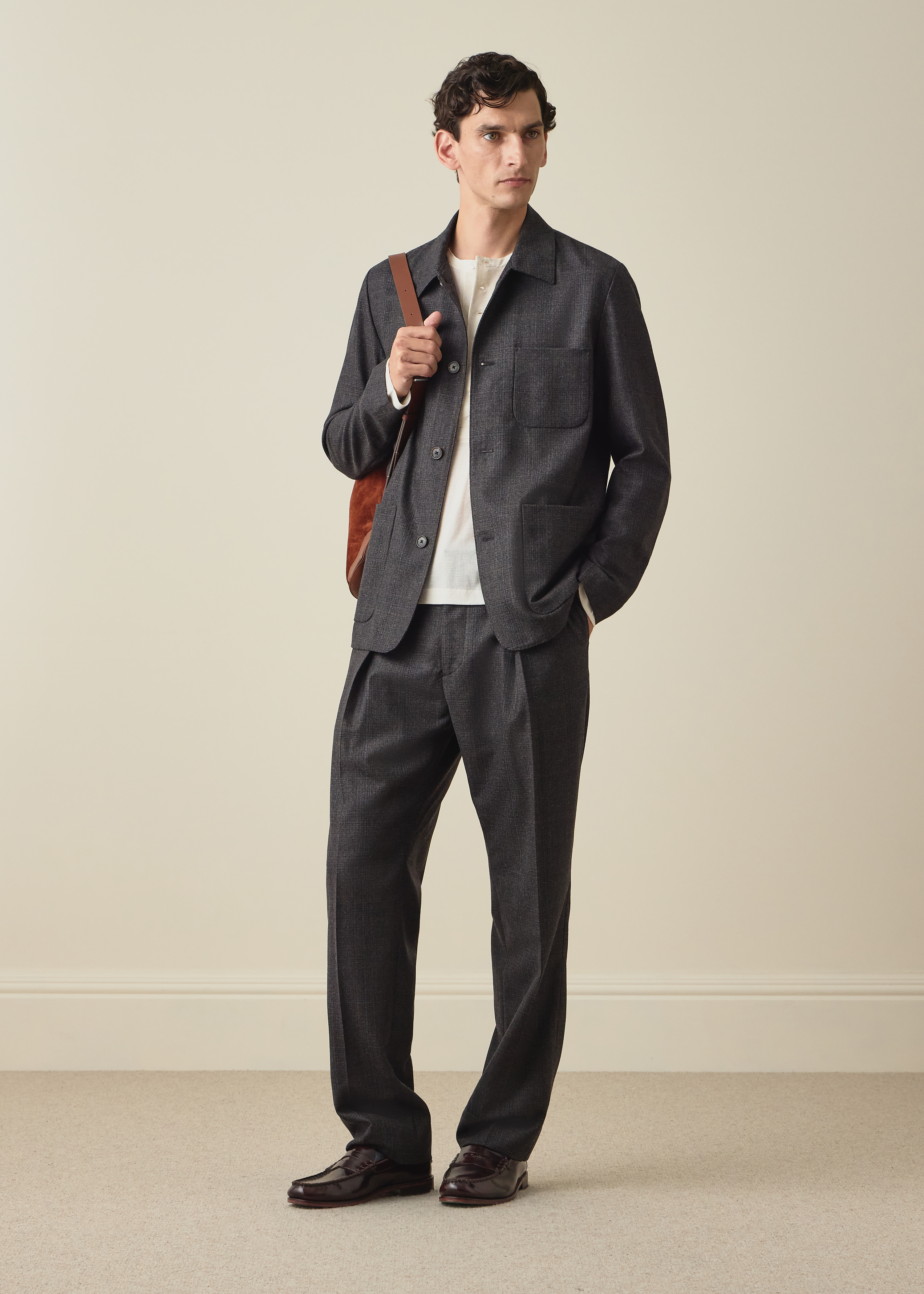 Grey and Brown Check Wool Trousers thumbnail 7