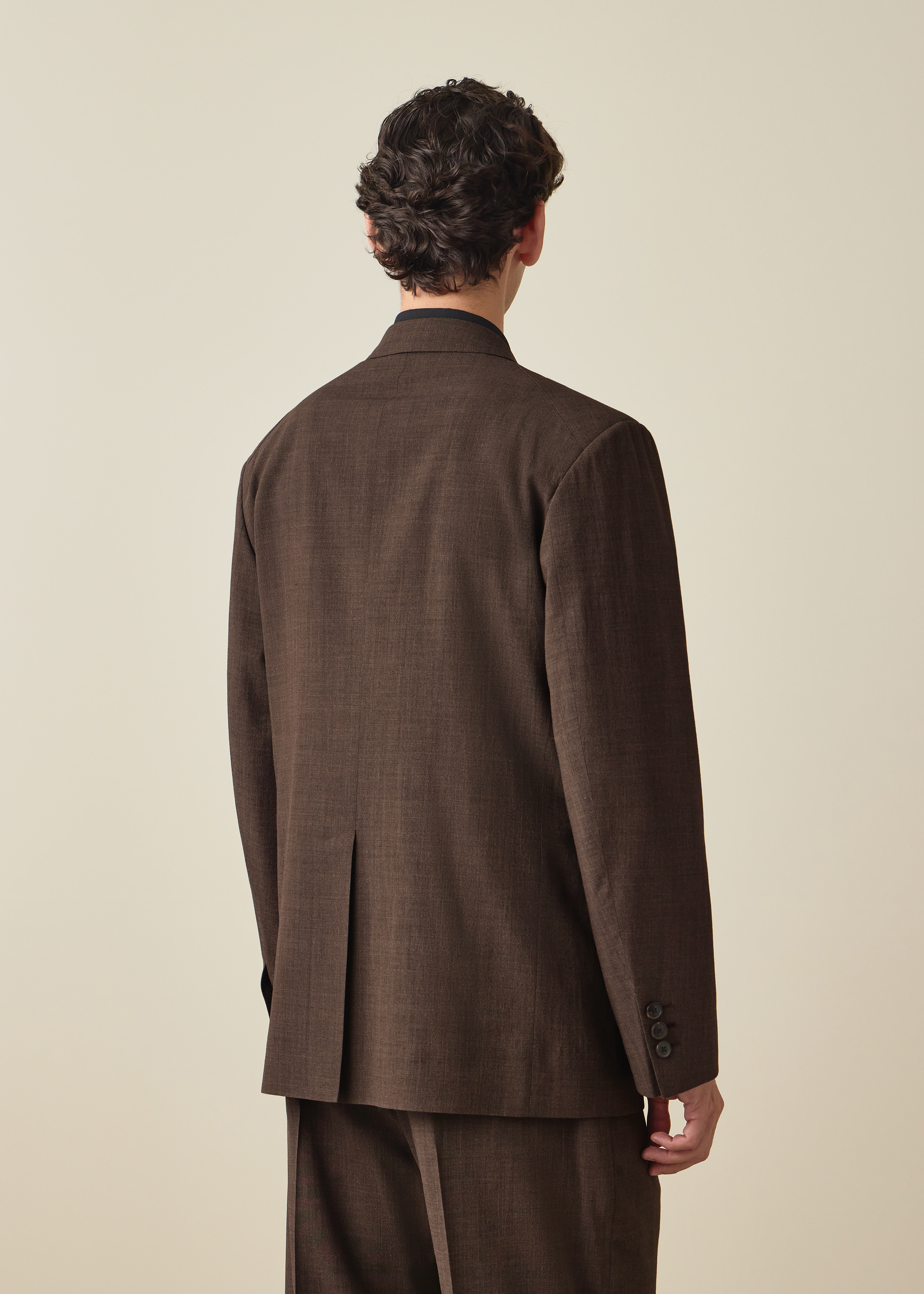 Brown Crepe Viscose-Wool Four-Pocket Blazer thumbnail 4
