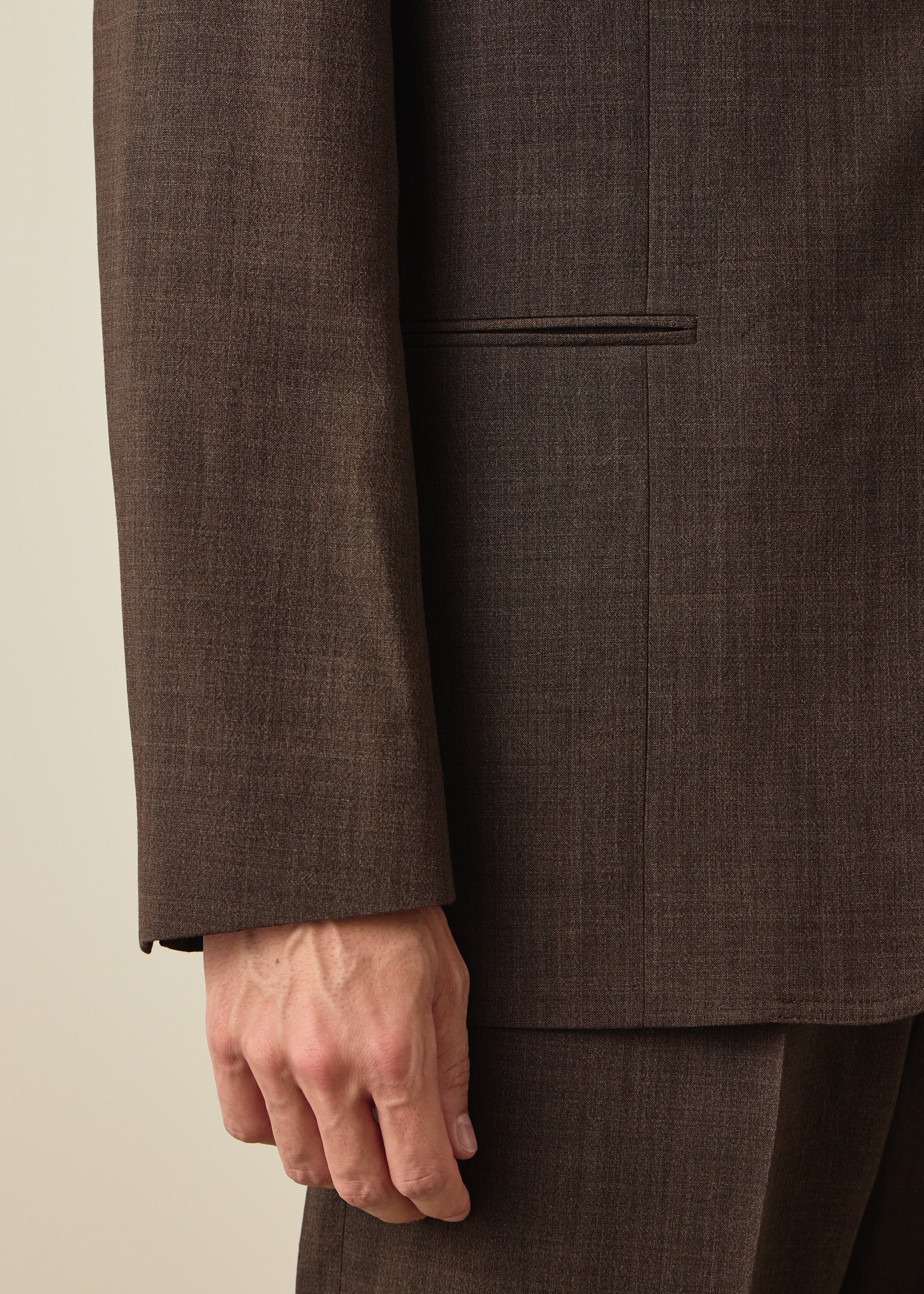 Brown Crepe Viscose-Wool Four-Pocket Blazer thumbnail 5