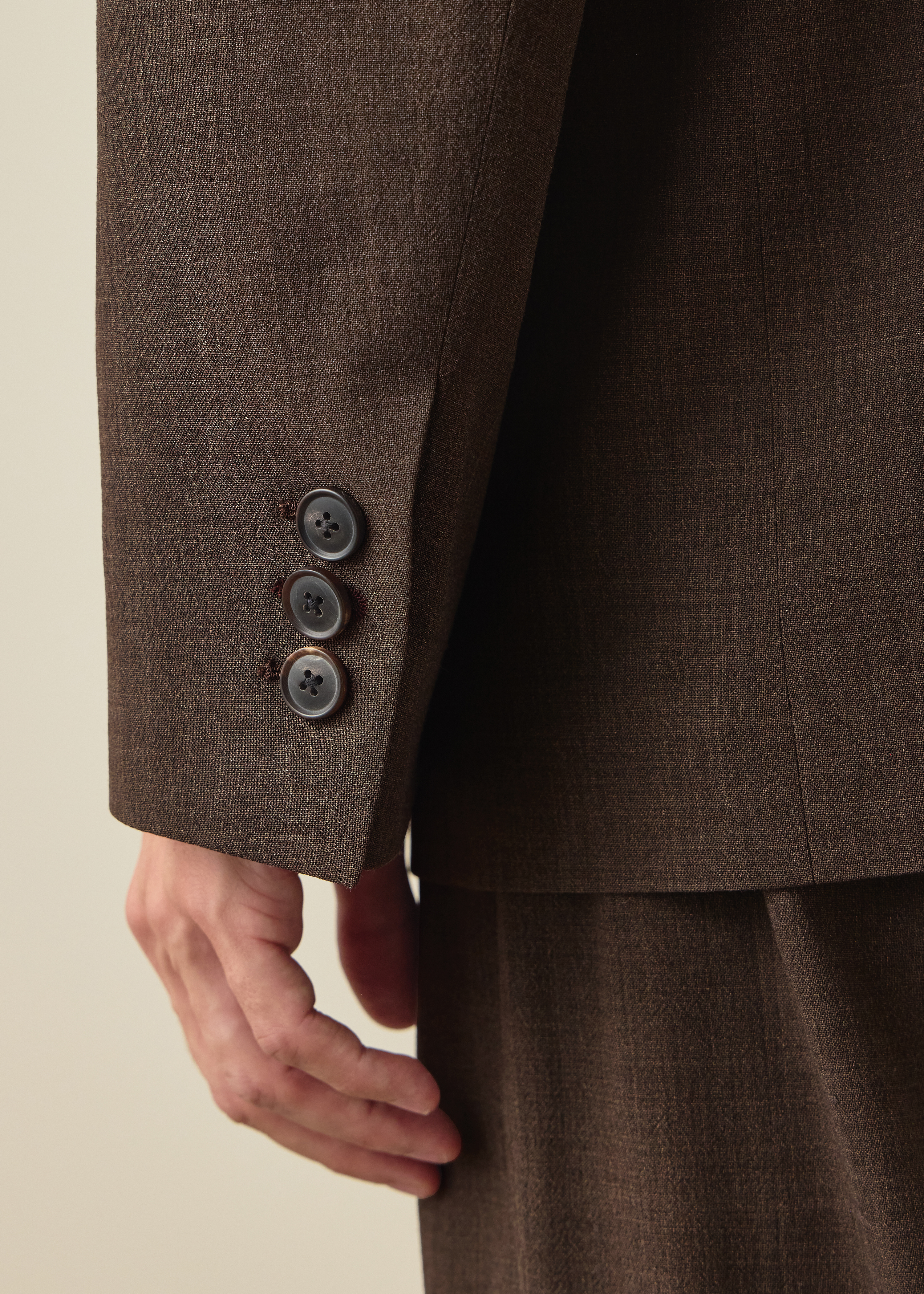 Brown Crepe Viscose-Wool Four-Pocket Blazer thumbnail 7