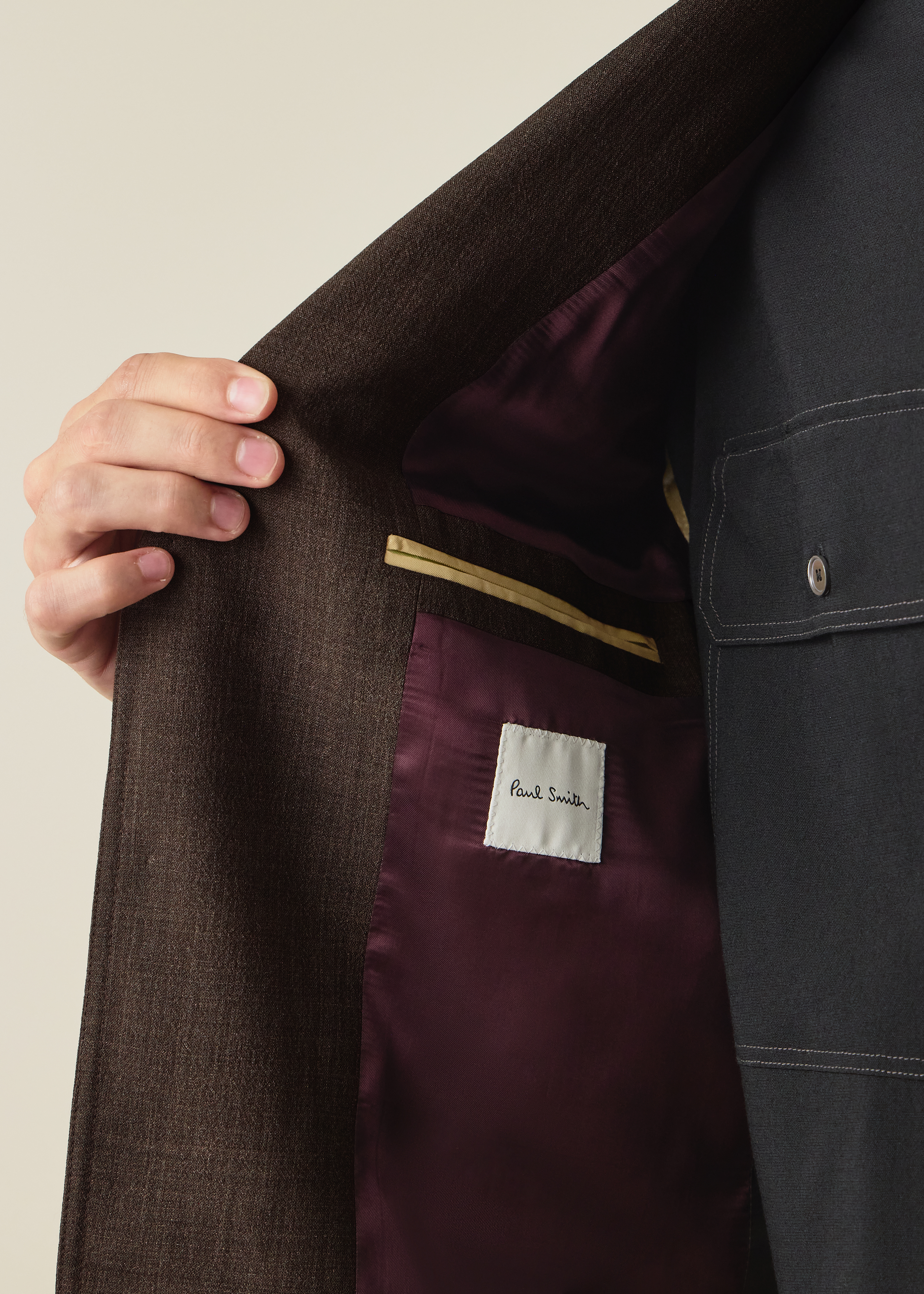 Brown Crepe Viscose-Wool Four-Pocket Blazer thumbnail 6