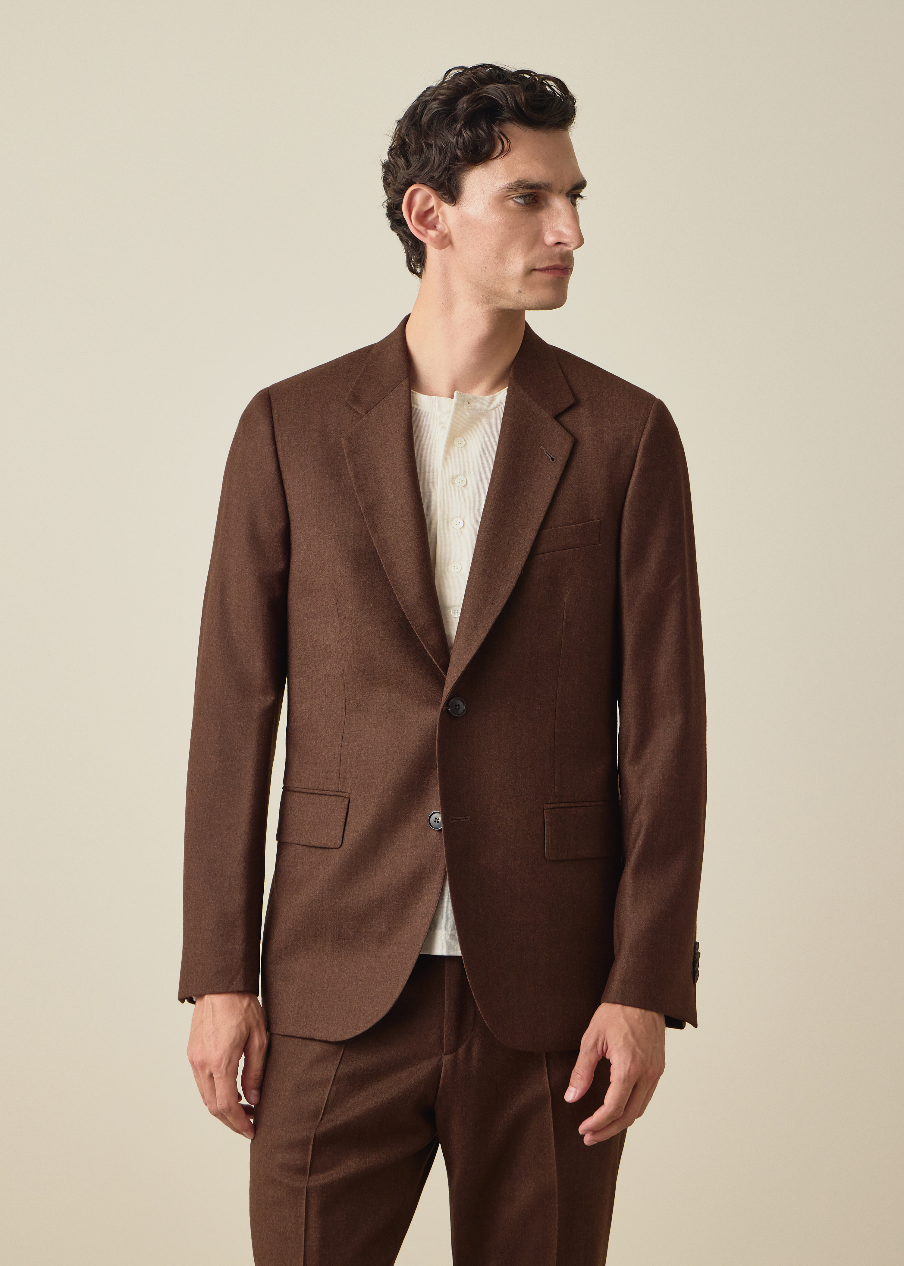 The Westbourne - Brown Wool-Cashmere Flannel Two-Piece Suit thumbnail 4