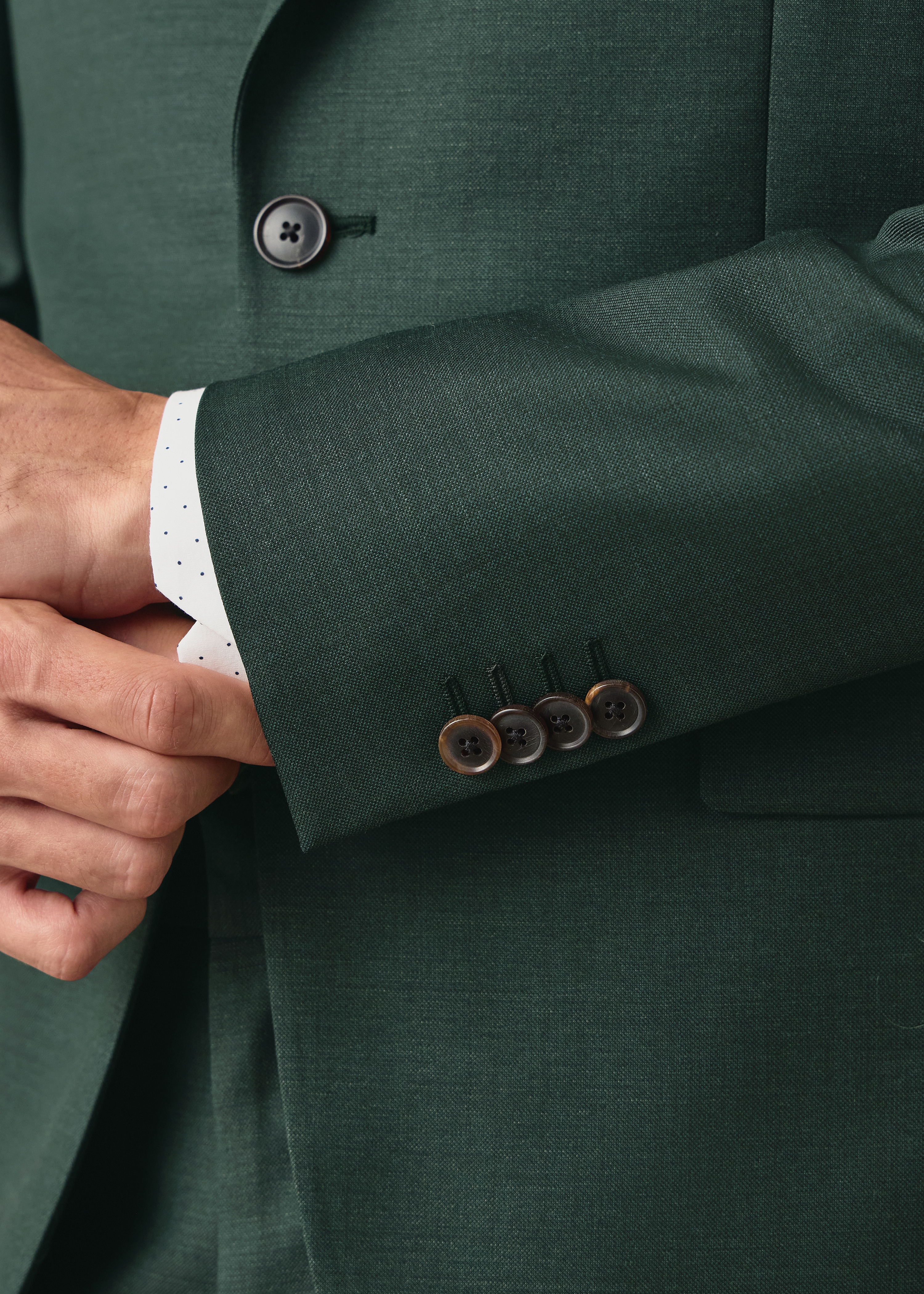 The Brierley - Teal Green Sharkskin Wool Blazer thumbnail 7