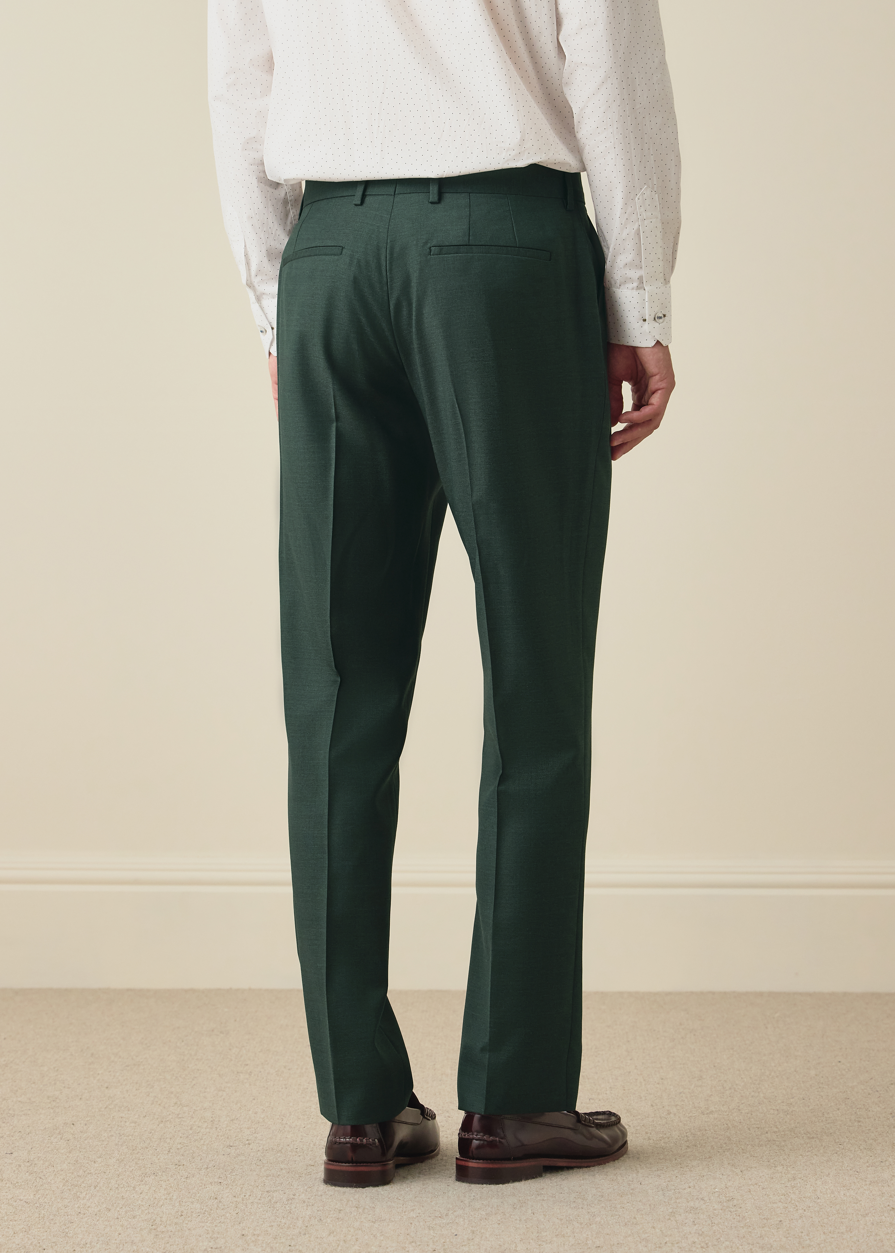 The Brierley - Teal Green Sharkskin Wool Trousers thumbnail 4
