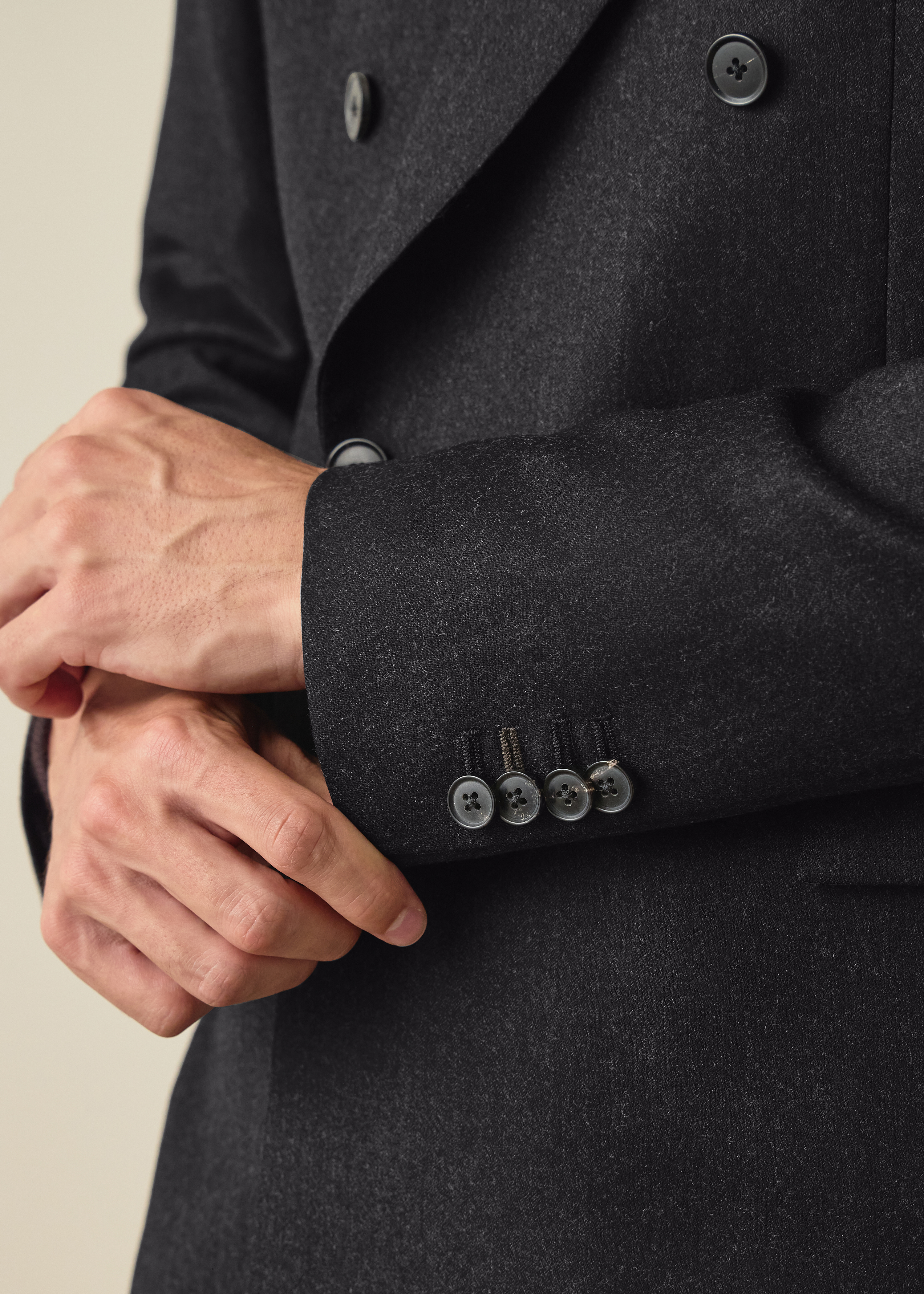 Charcoal Wool-Cashmere Flannel Double-Breasted Blazer thumbnail 8