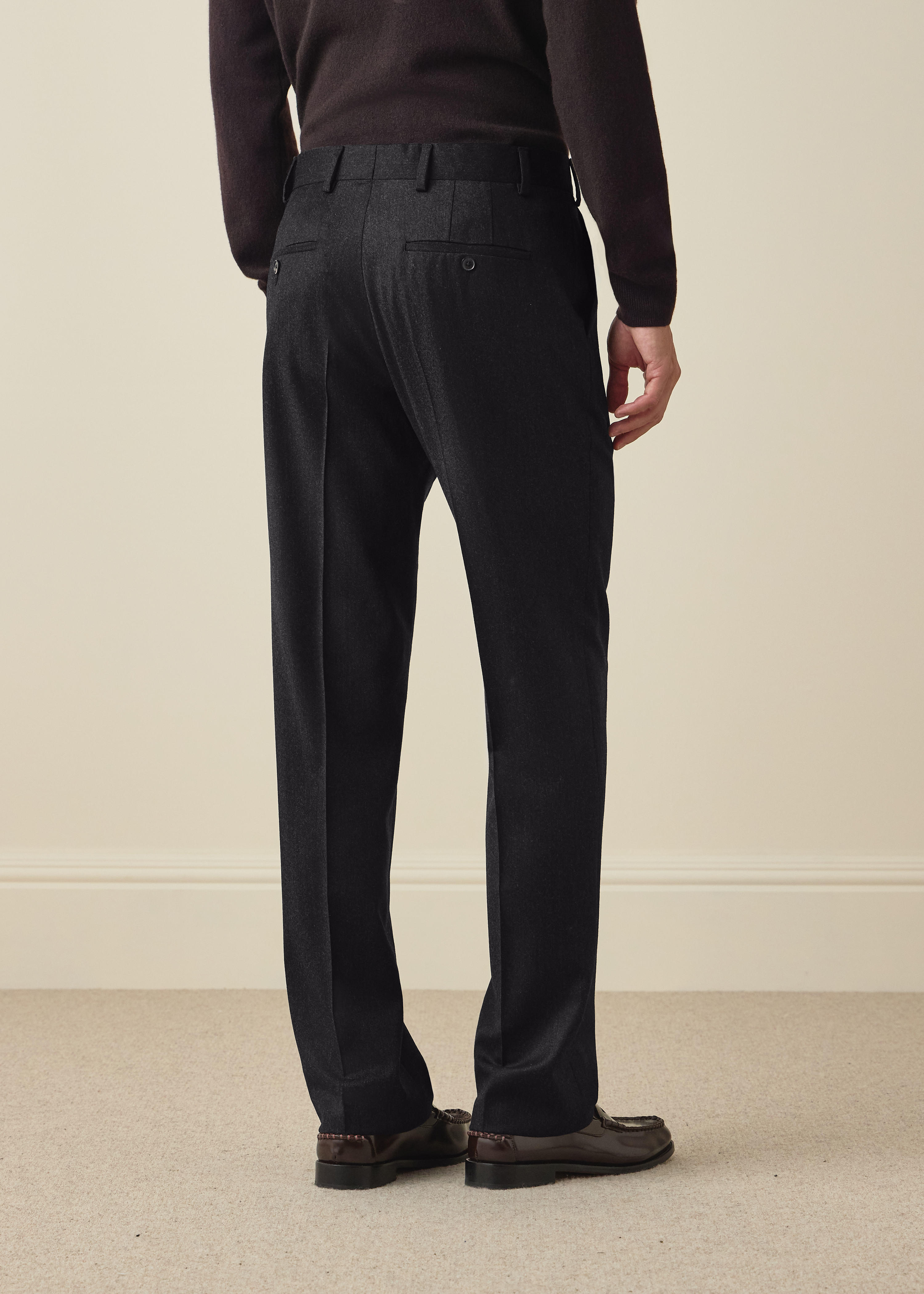 Charcoal Wool-Cashmere Flannel Trousers thumbnail 4