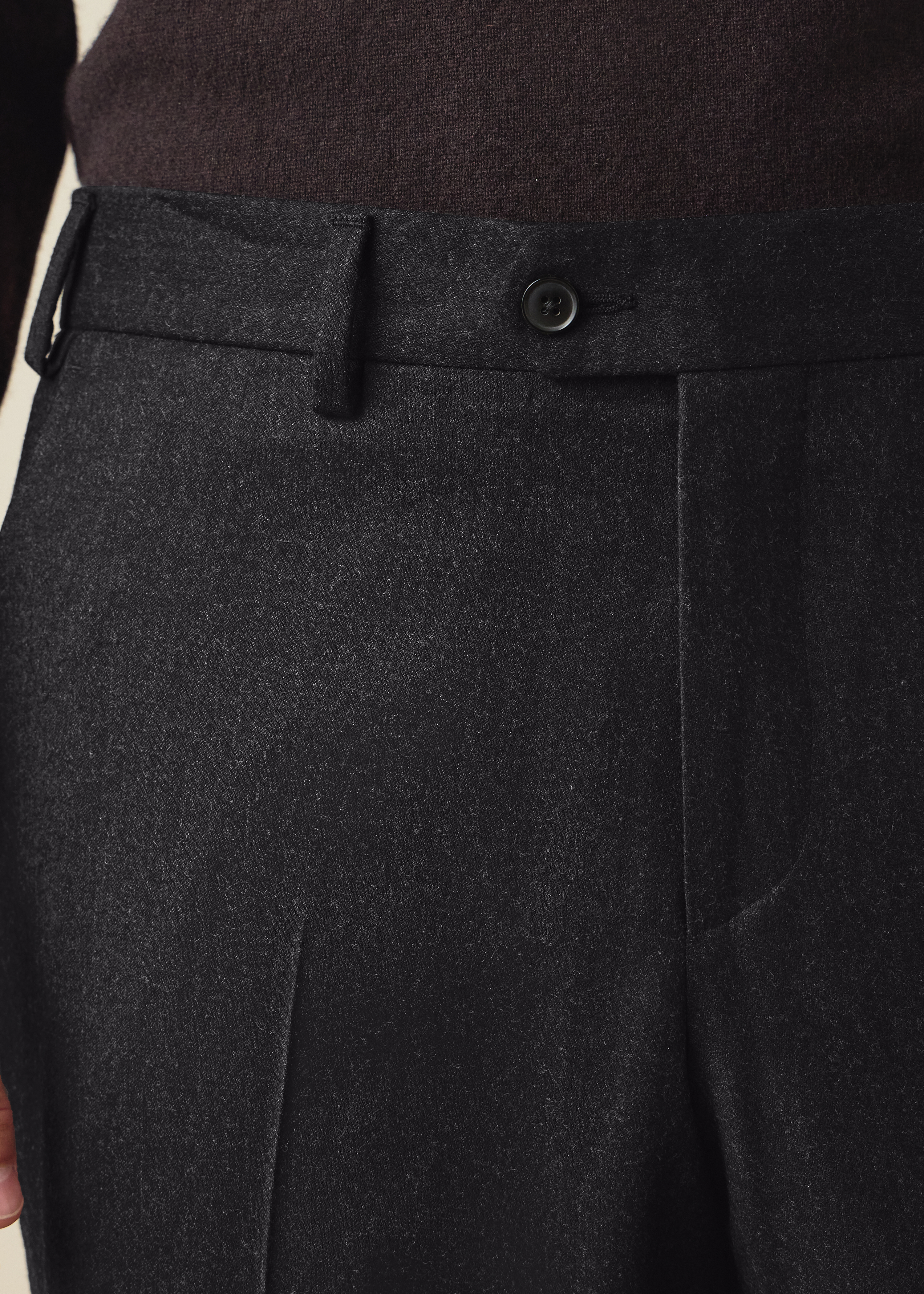 Charcoal Wool-Cashmere Flannel Trousers thumbnail 3