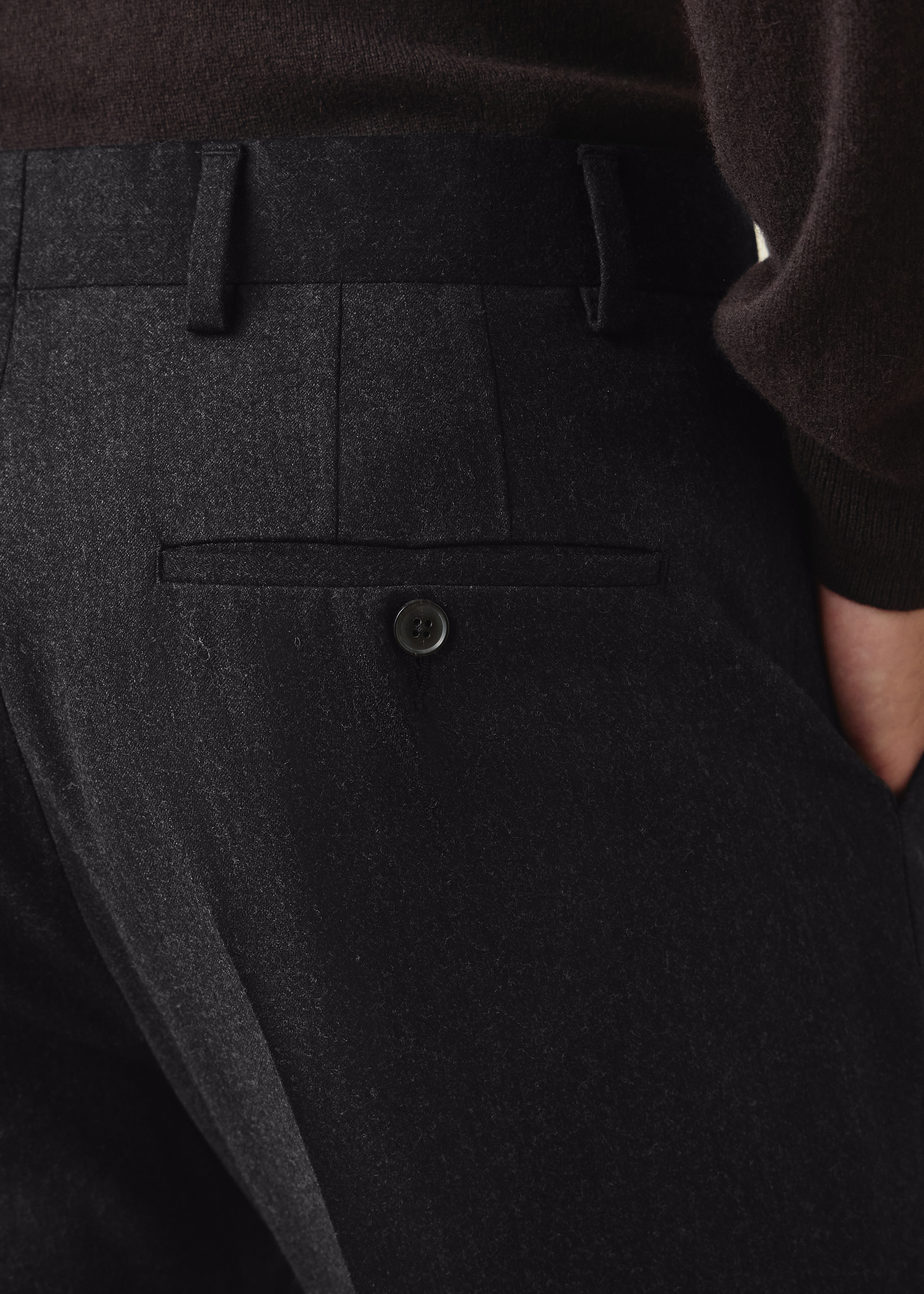 Charcoal Wool-Cashmere Flannel Trousers thumbnail 5