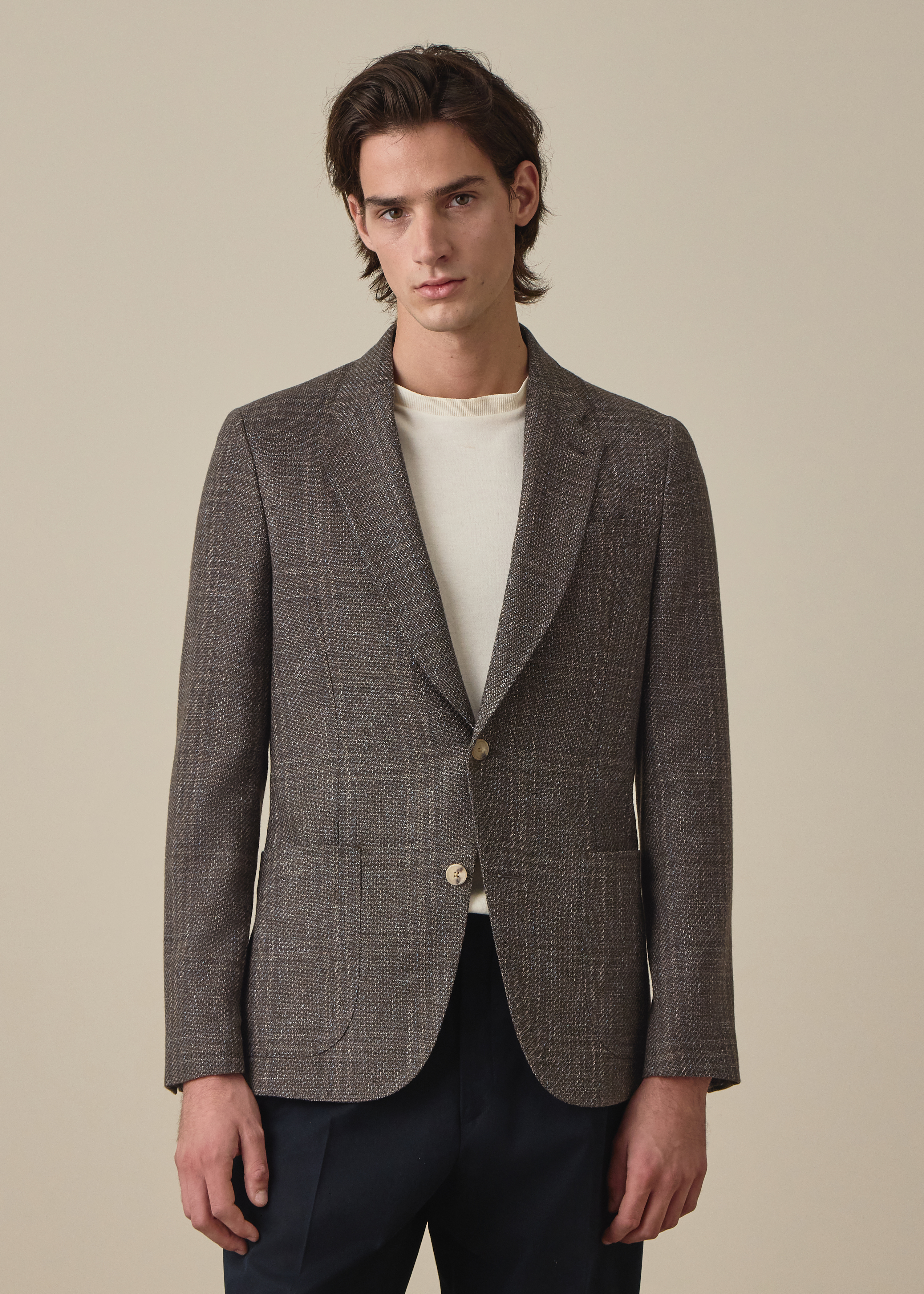 Brown Check Wool Patch-Pocket Buggy-Lined Blazer thumbnail 2