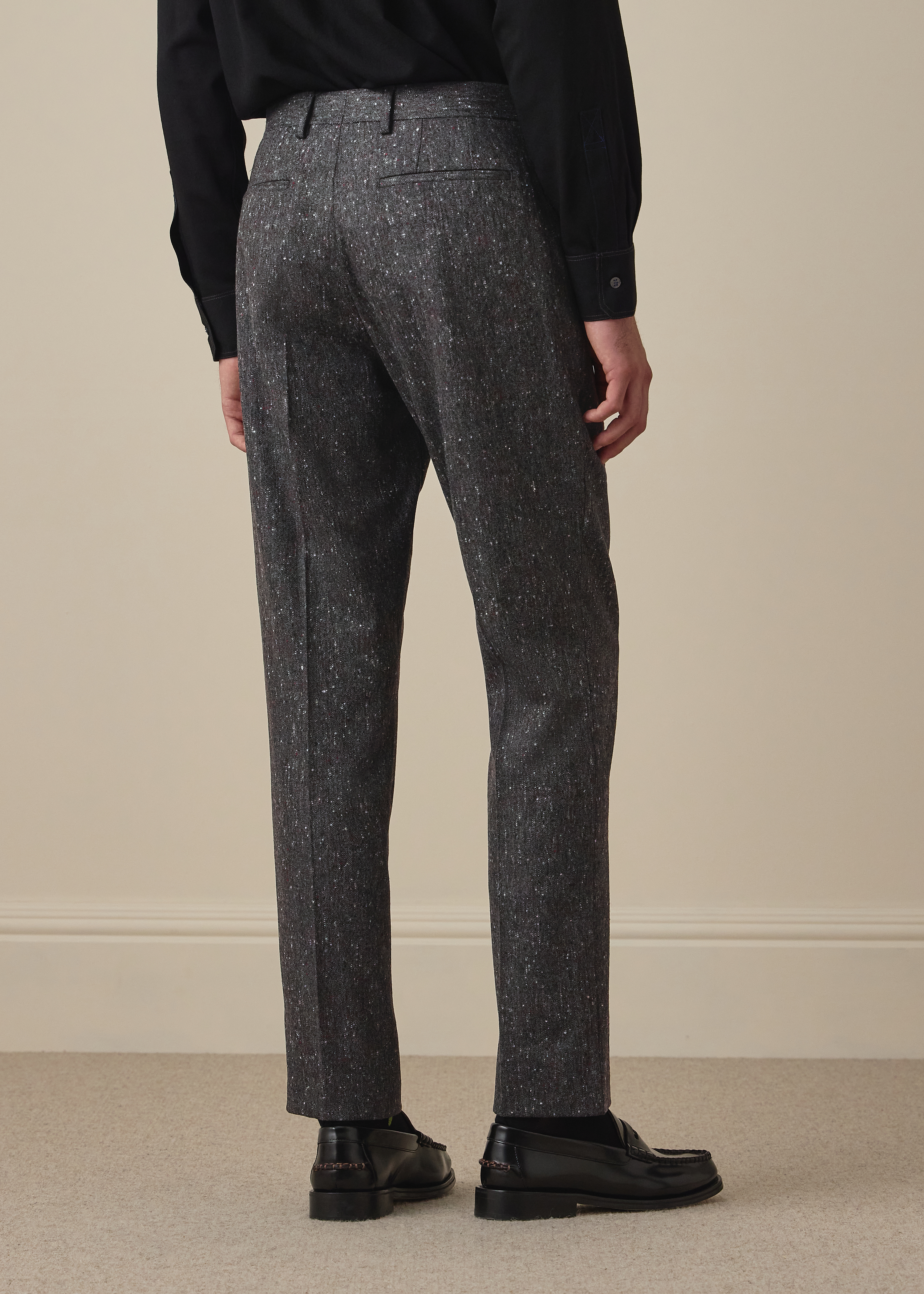 The Brierley - Dark Grey Donegal Wool Trousers thumbnail 4