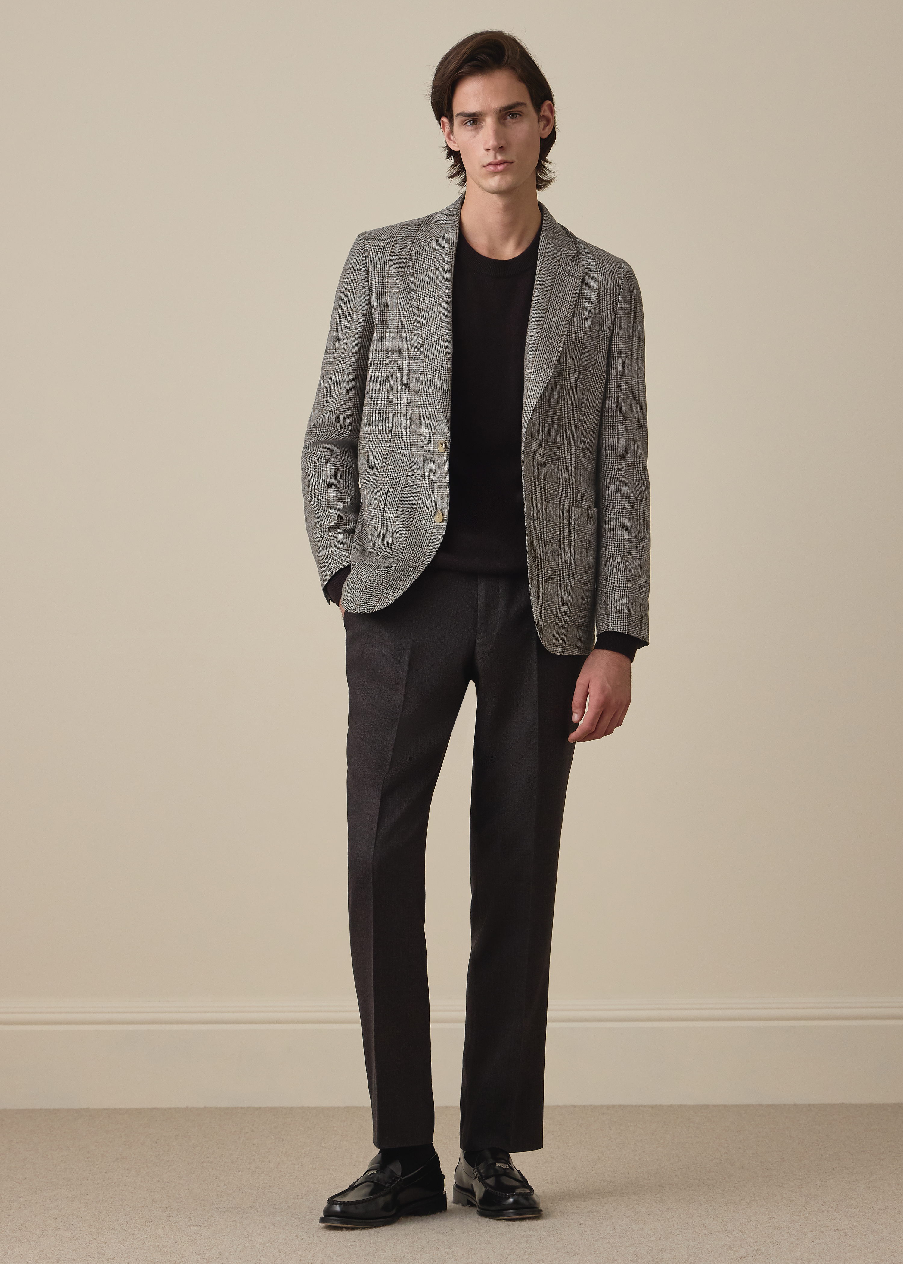 Grey Wool Houndstooth Check Buggy-Lined Blazer thumbnail 7