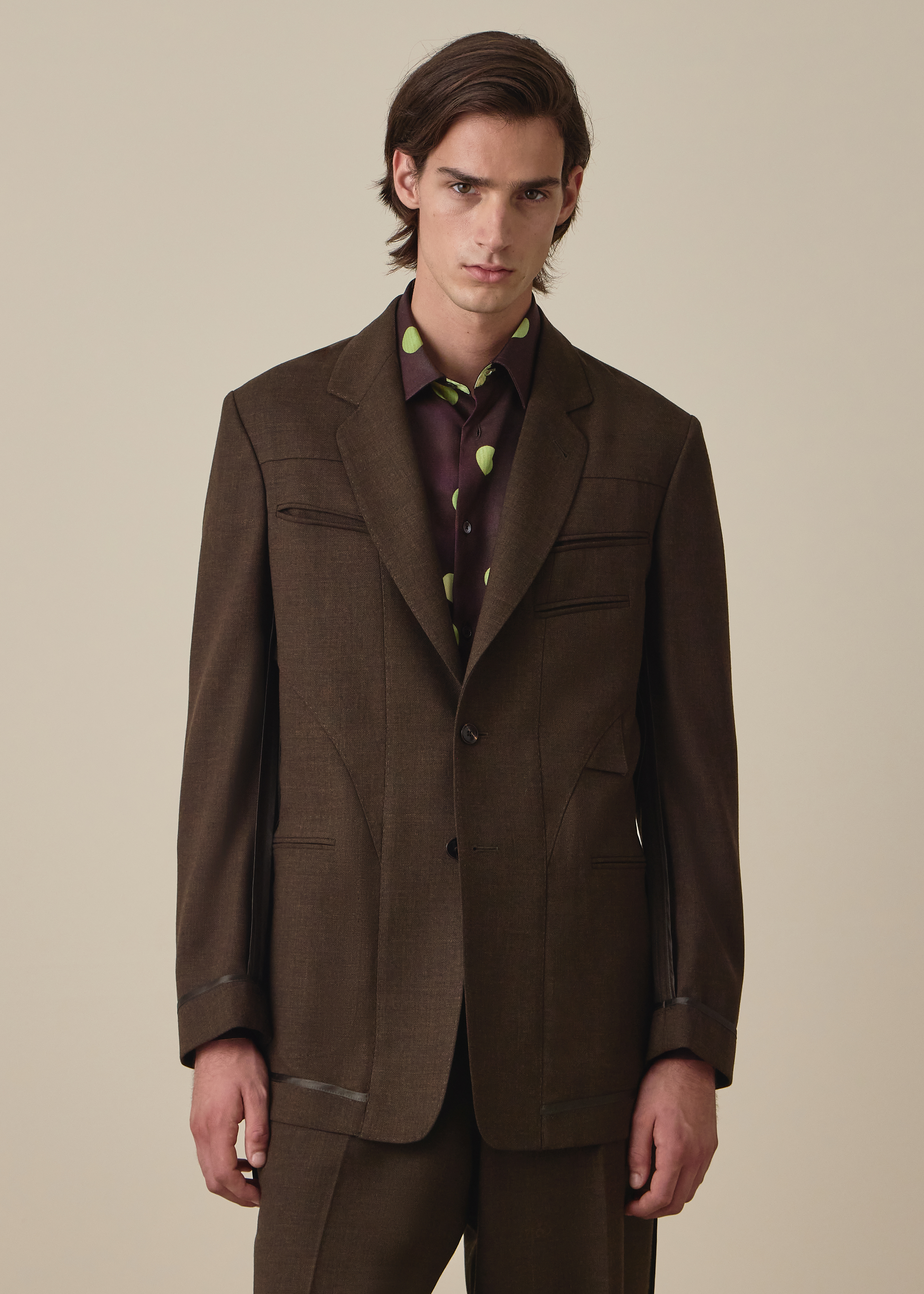Brown Cordonetto Wool Inside-Out Blazer thumbnail 2