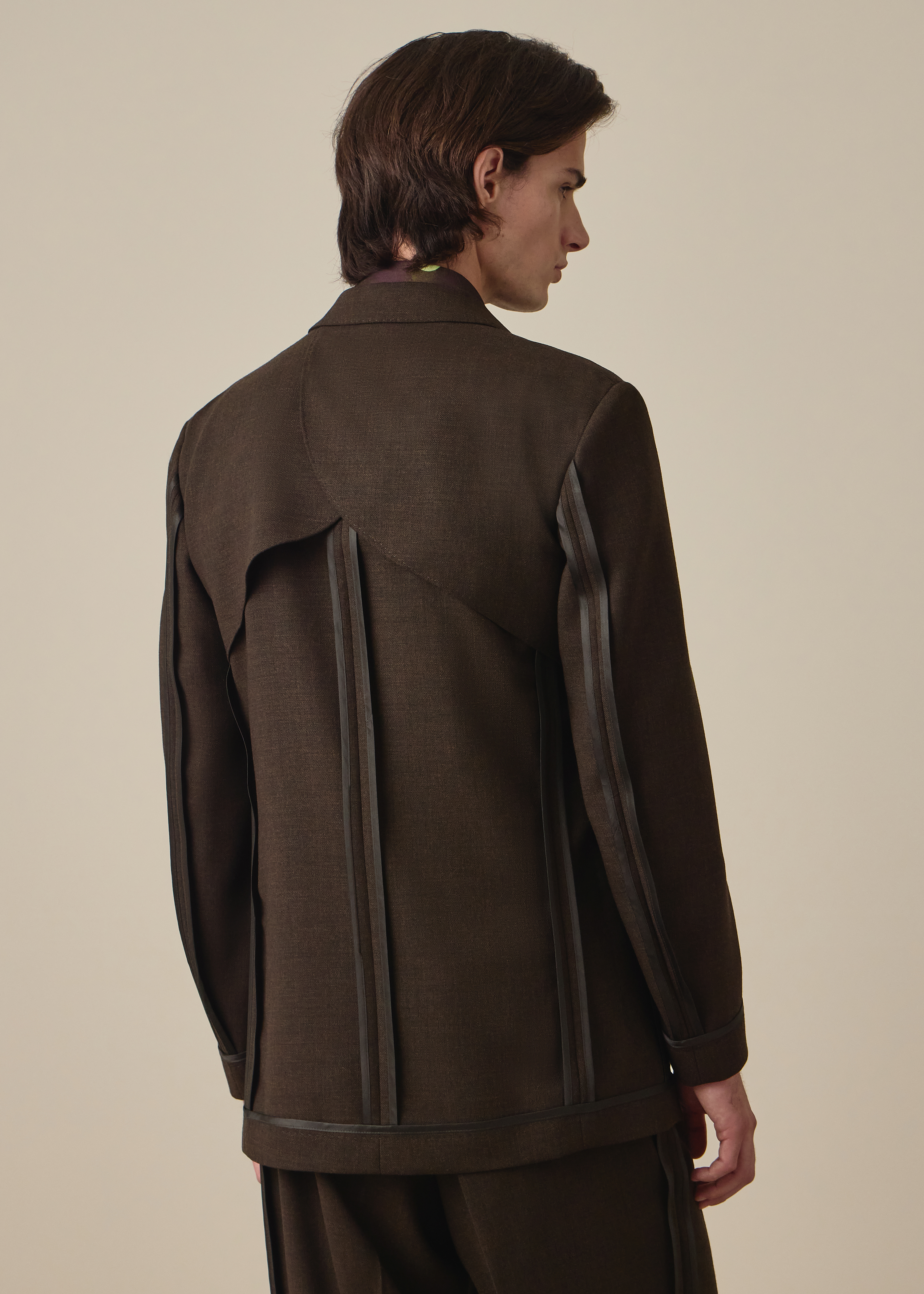 Brown Cordonetto Wool Inside-Out Blazer thumbnail 4
