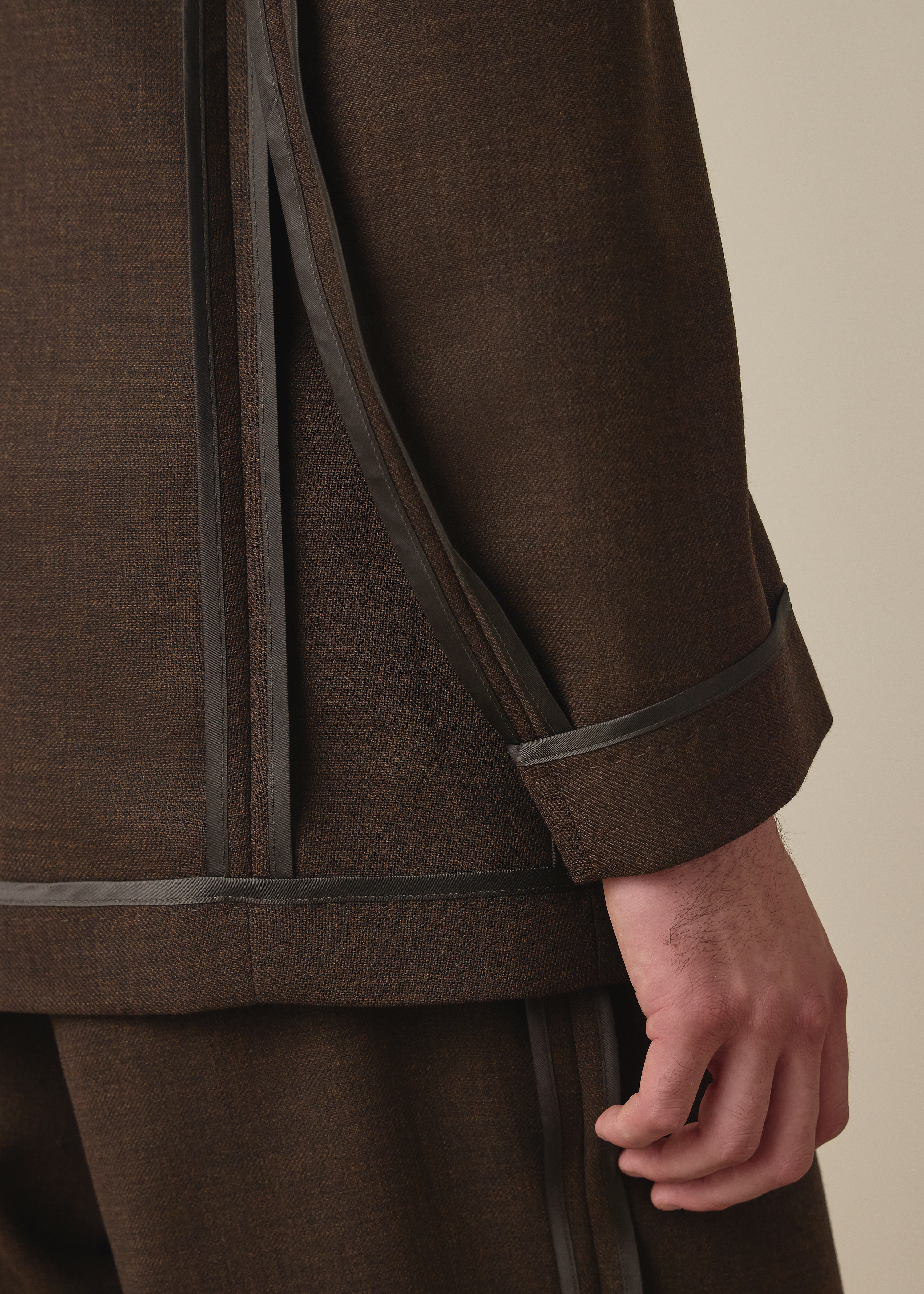 Brown Cordonetto Wool Inside-Out Blazer thumbnail 7
