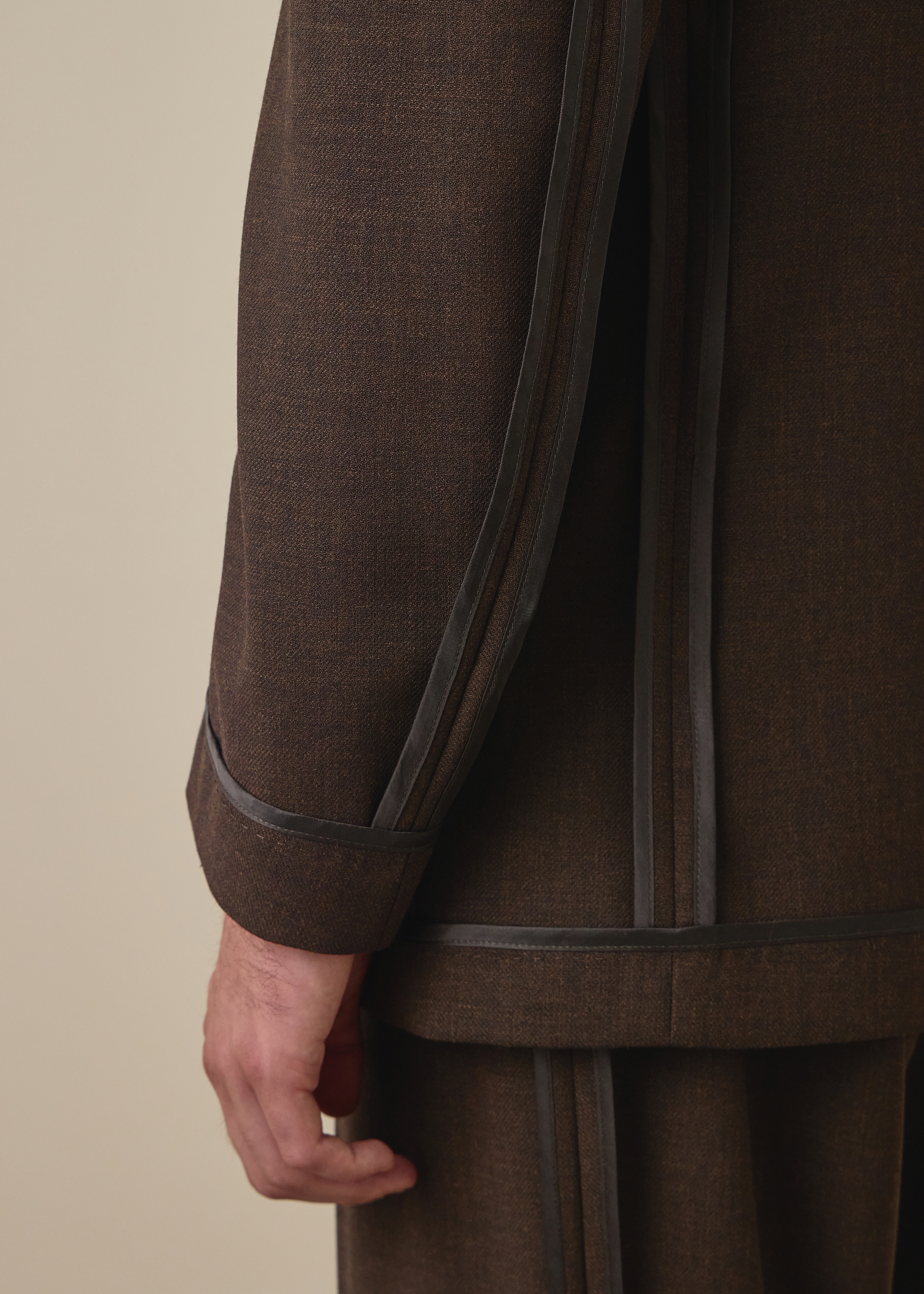Brown Cordonetto Wool Inside-Out Blazer thumbnail 9
