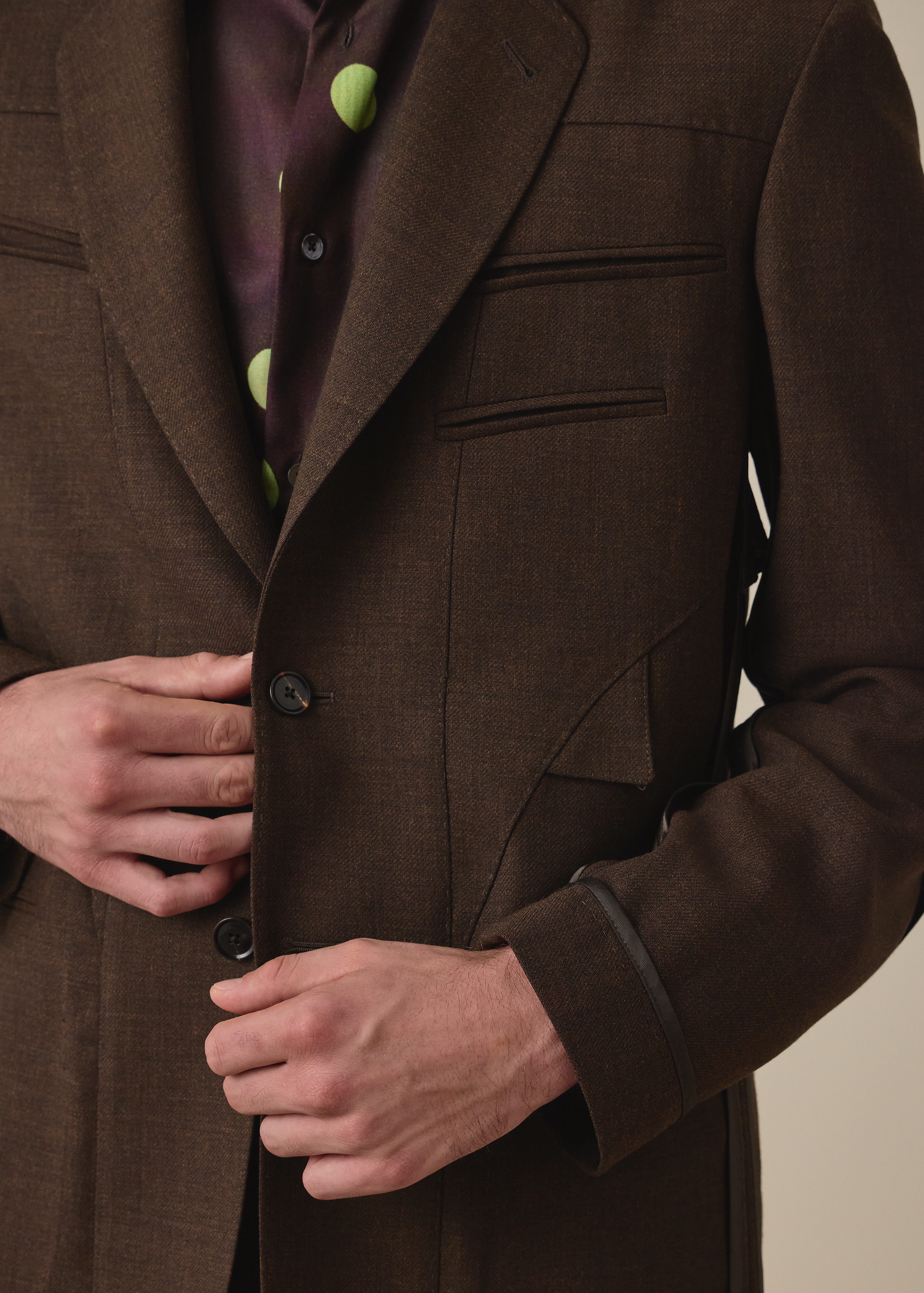 Brown Cordonetto Wool Inside-Out Blazer thumbnail 8