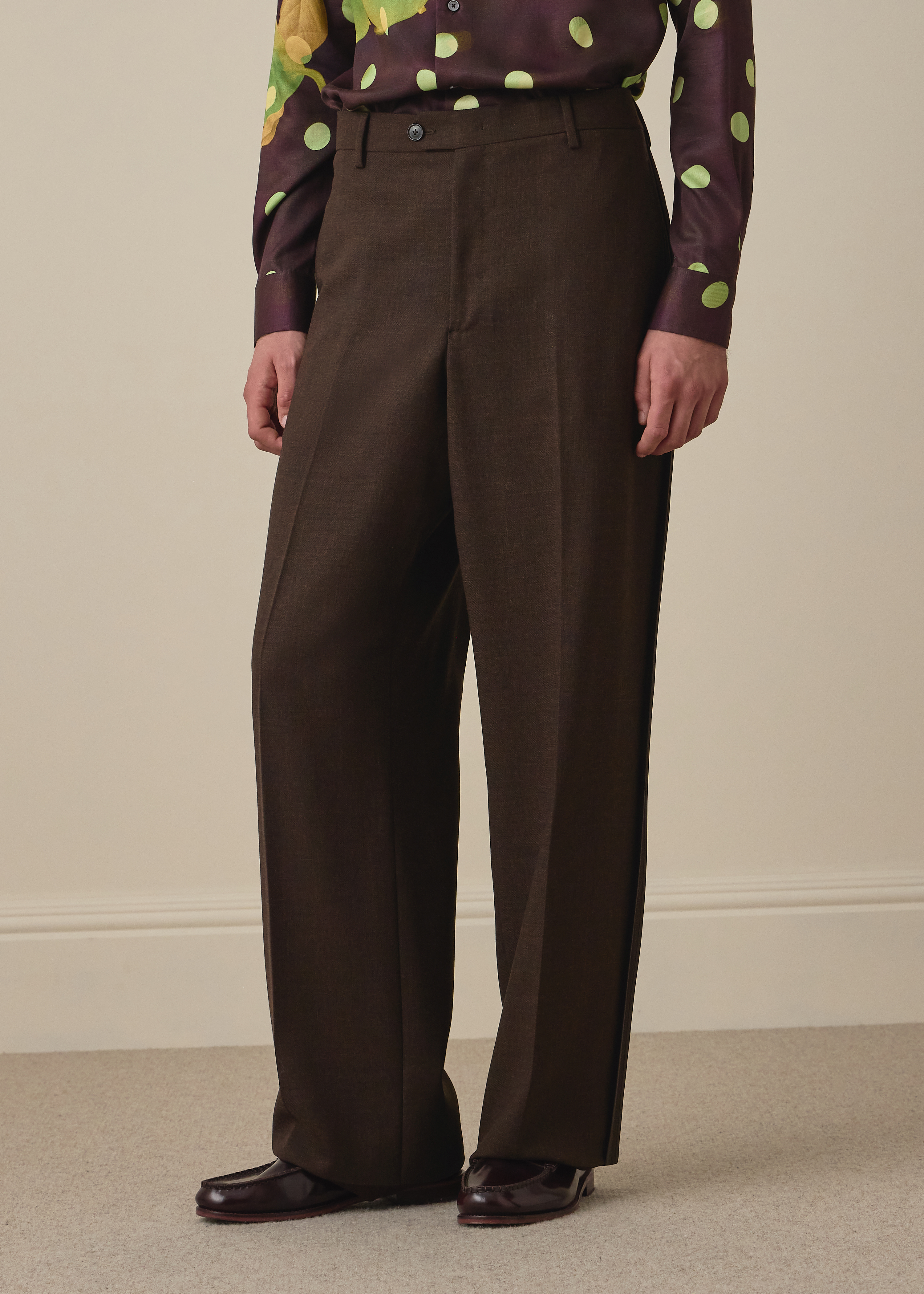 Brown Cordonetto Wool Inside-Out Trousers thumbnail 2