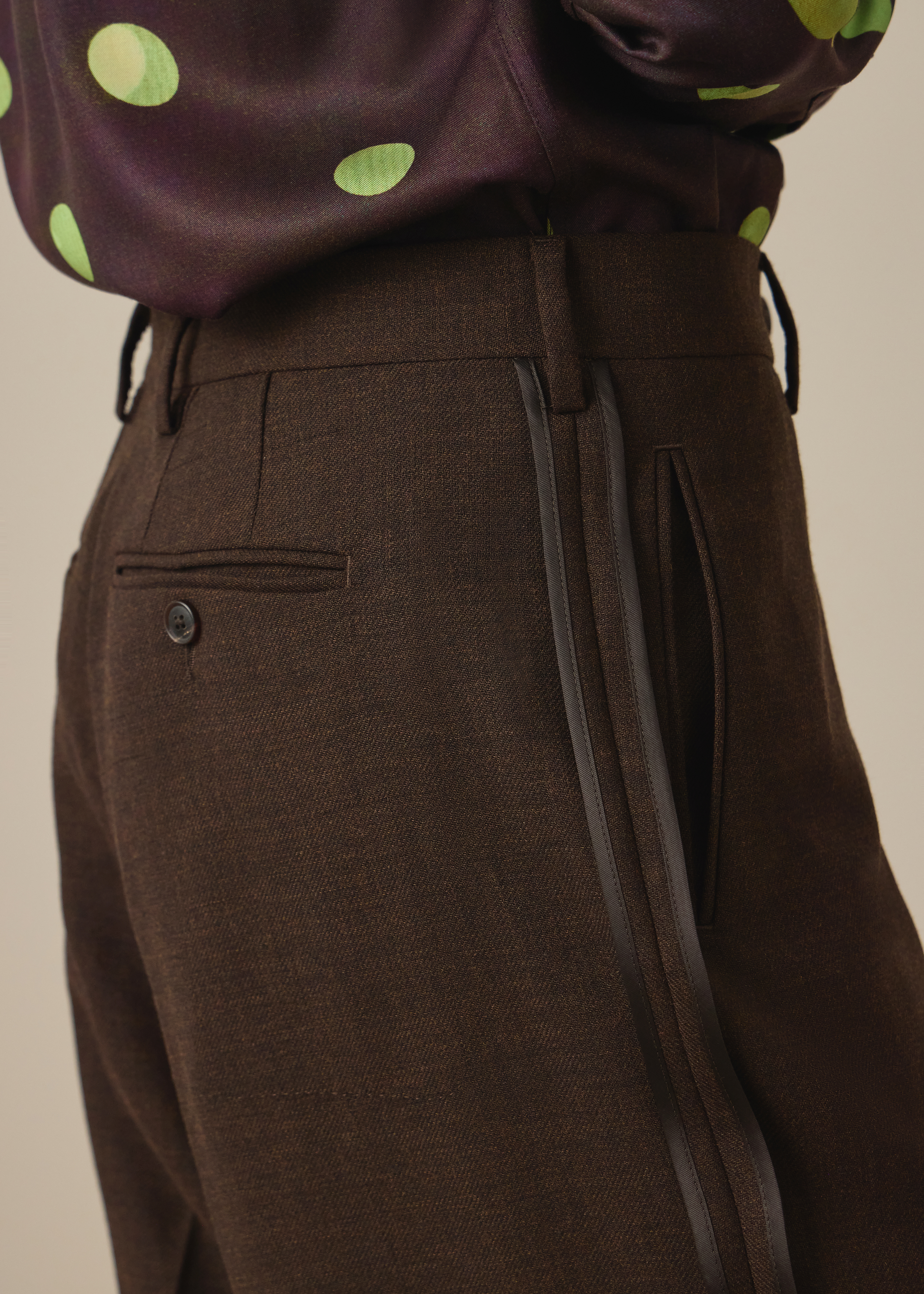 Brown Cordonetto Wool Inside-Out Trousers thumbnail 3